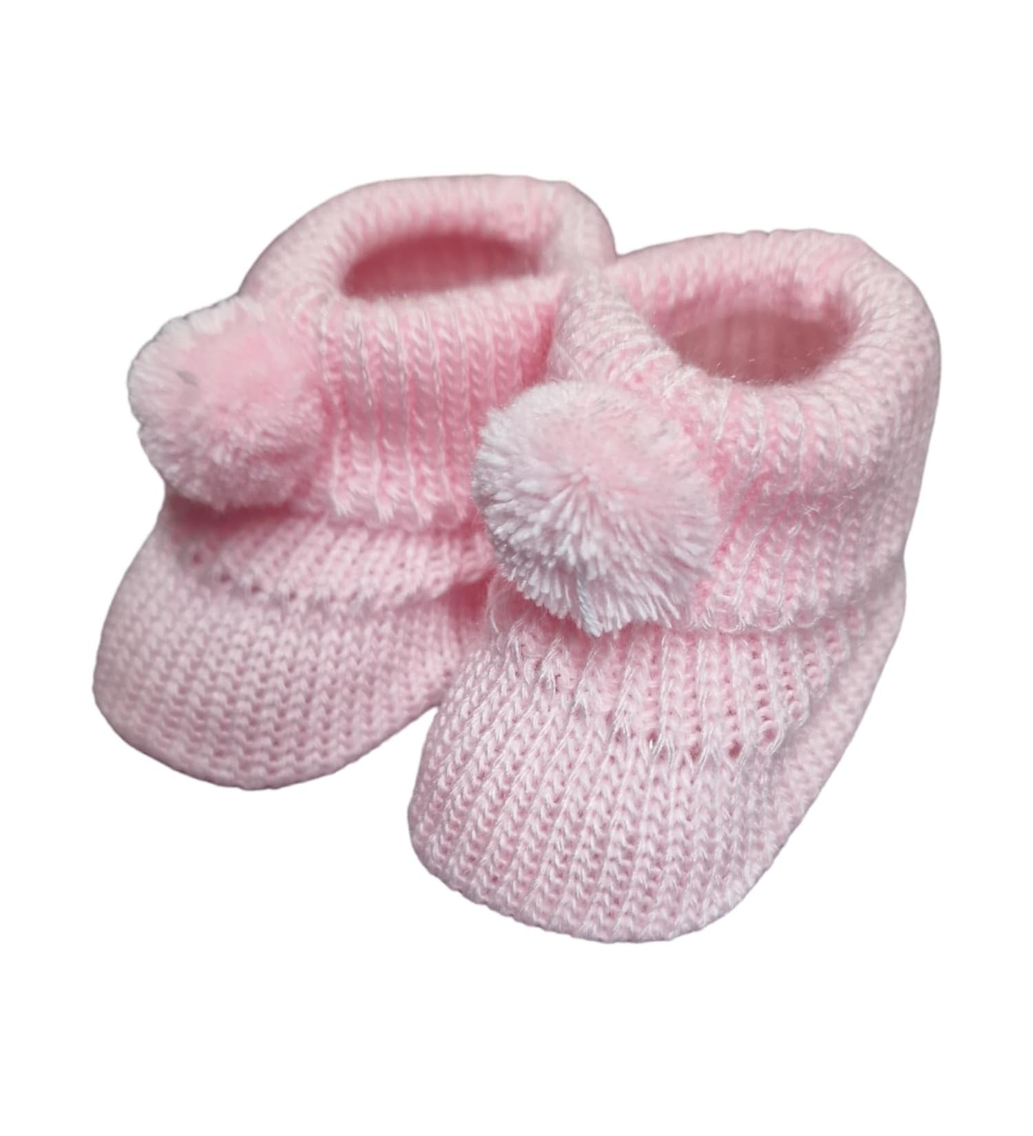 Royal Icon Newborn Baby Booties 0-3 Months | Pom Pom Bootees for Baby Boys & Girls | Warm & Stylish | Indoor & Outdoor Use | Pink RI408 - Buy Online on GoSupps.com