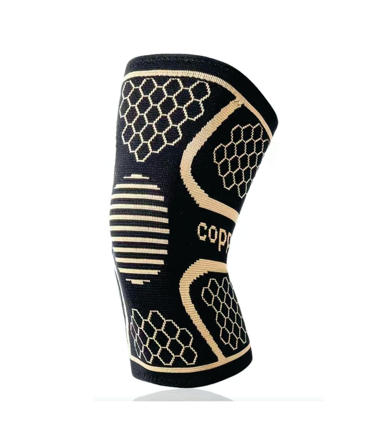 Knee Brace - Copper Compression Sleeve for Patellar Support & Pain Relief | XL Black | Ideal for Sports Fitness Running & Hiking - Buy Online on GoSupps.com