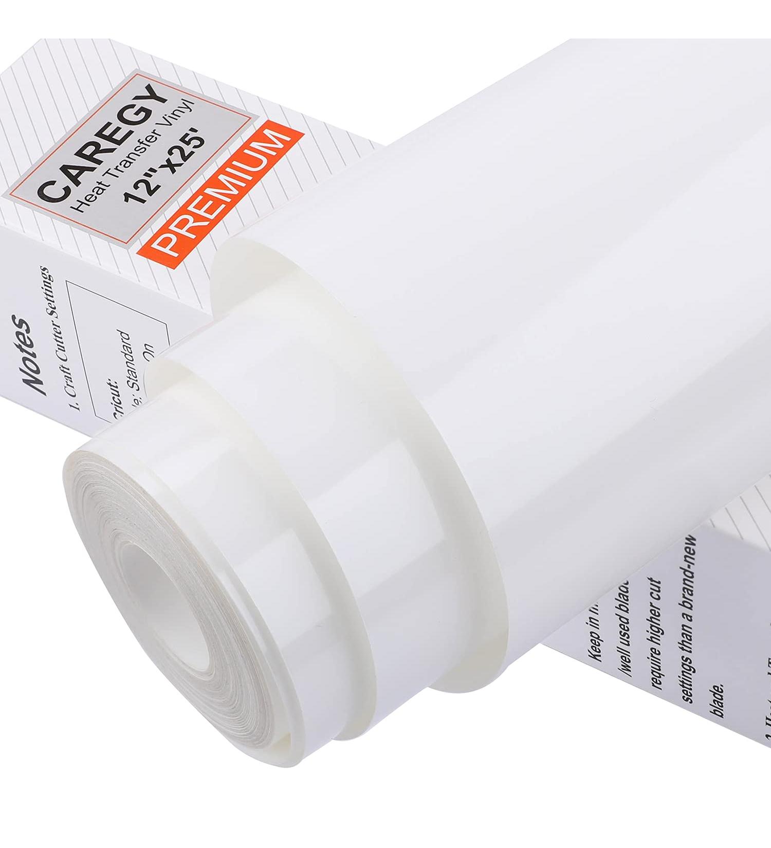 Caregy HTV 12 x 25ft Roll - White Iron On Heat Transfer Vinyl - Buy Online on GoSupps.com