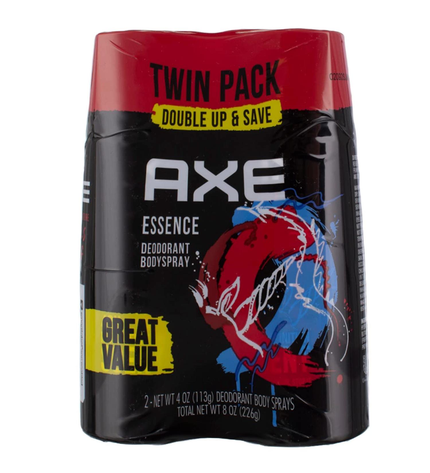 AXE Dual Action Body Spray Deodorant for Long Lasting Odor Protection Essence Black Pepper & Cedarwood Mens Deodorant Formulated Without Aluminum 4.0 oz Twin Pack - Buy Online on GoSupps.com