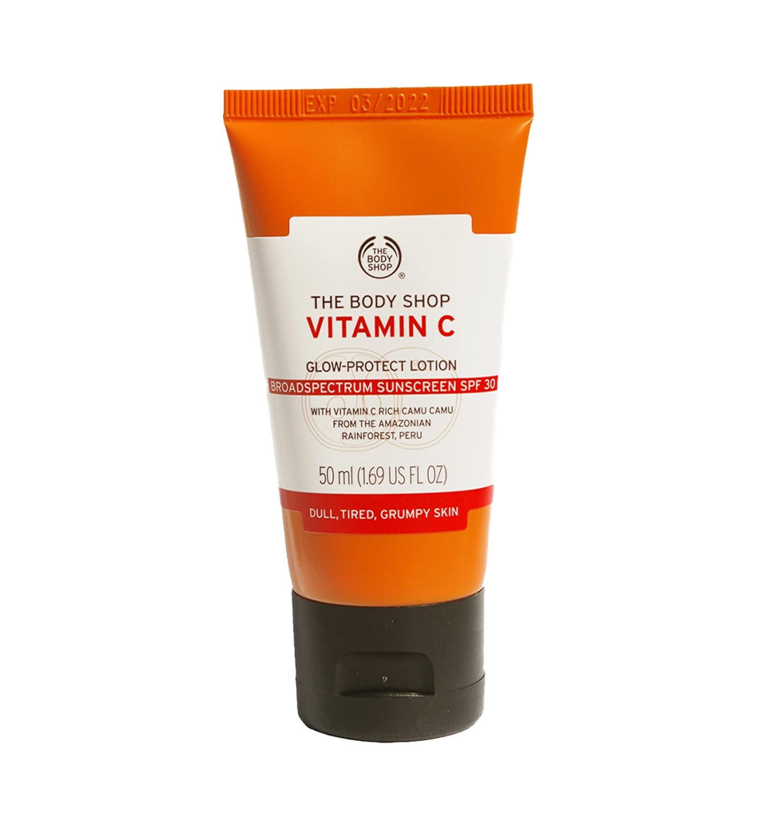 The Body Shop Vitamin C Glow-Protect Lotion SPF 30 1.69 oz - Vegan Moisturizer for Tired Dull Skin - Buy Online on GoSupps.com