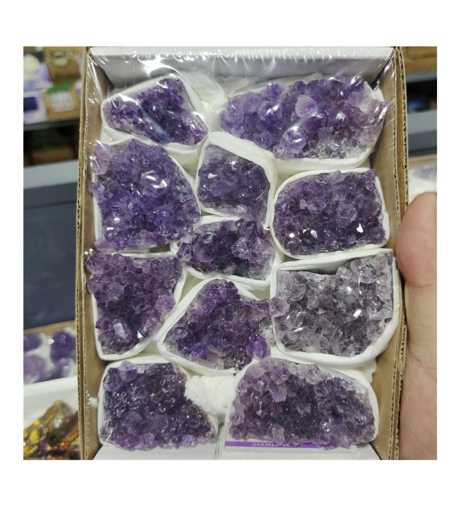 Natural Stones Natural Crystal 1 Box Natural Raw Amethyst Quartz Purple Crystal Cluster Stones Specimen Home Decoration Crafts Decoration Ornament Power Stone Crystal Natural Ston ningxiao - Buy Online on GoSupps.com
