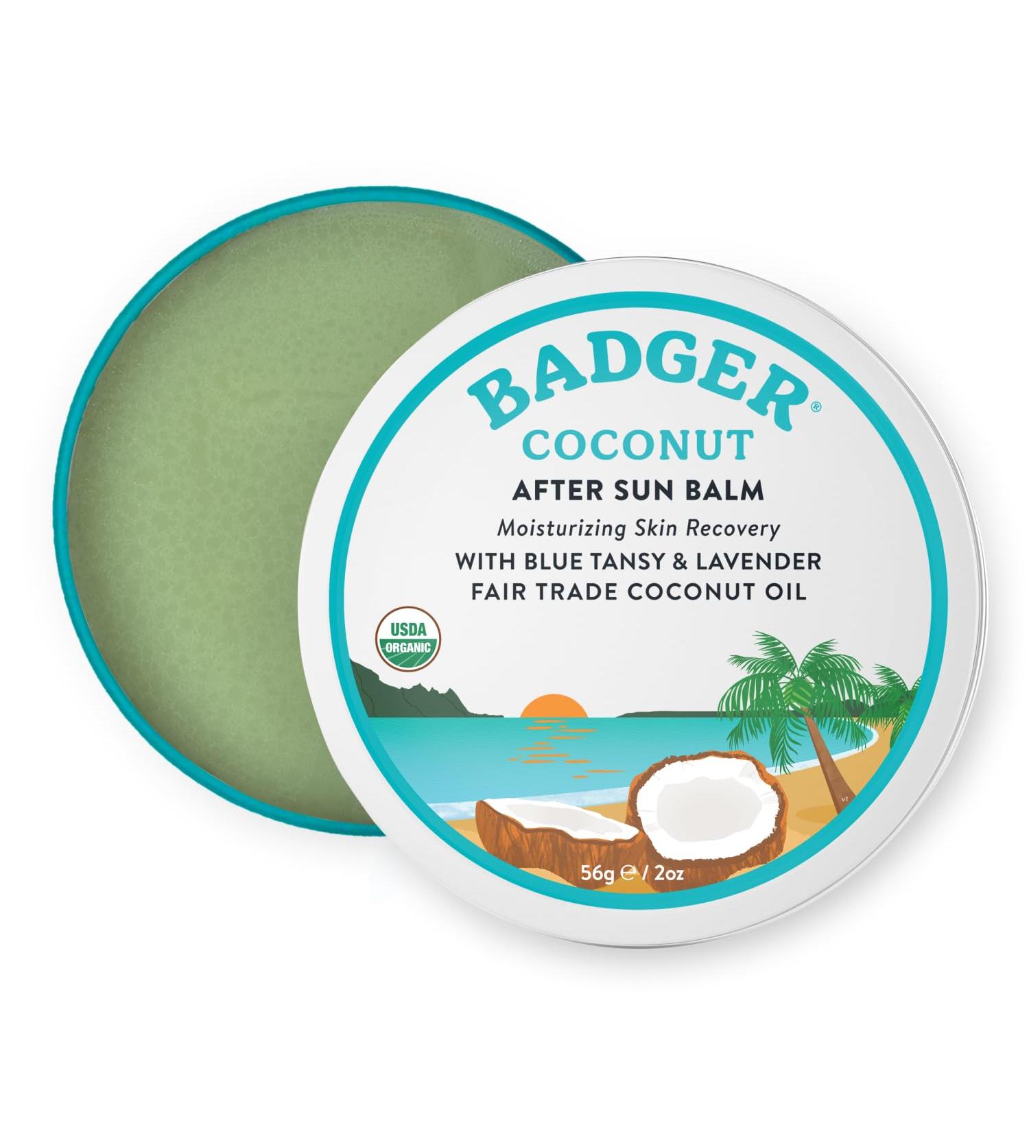 Badger Coconut AfterSun Balm 100% Organic Soothing Sunburn Relief Great Smelling Moisturizing & Hydrating After Sun Skin Care 2 oz Tin 2 Ounce (Pack of 1) - Buy Online on GoSupps.com