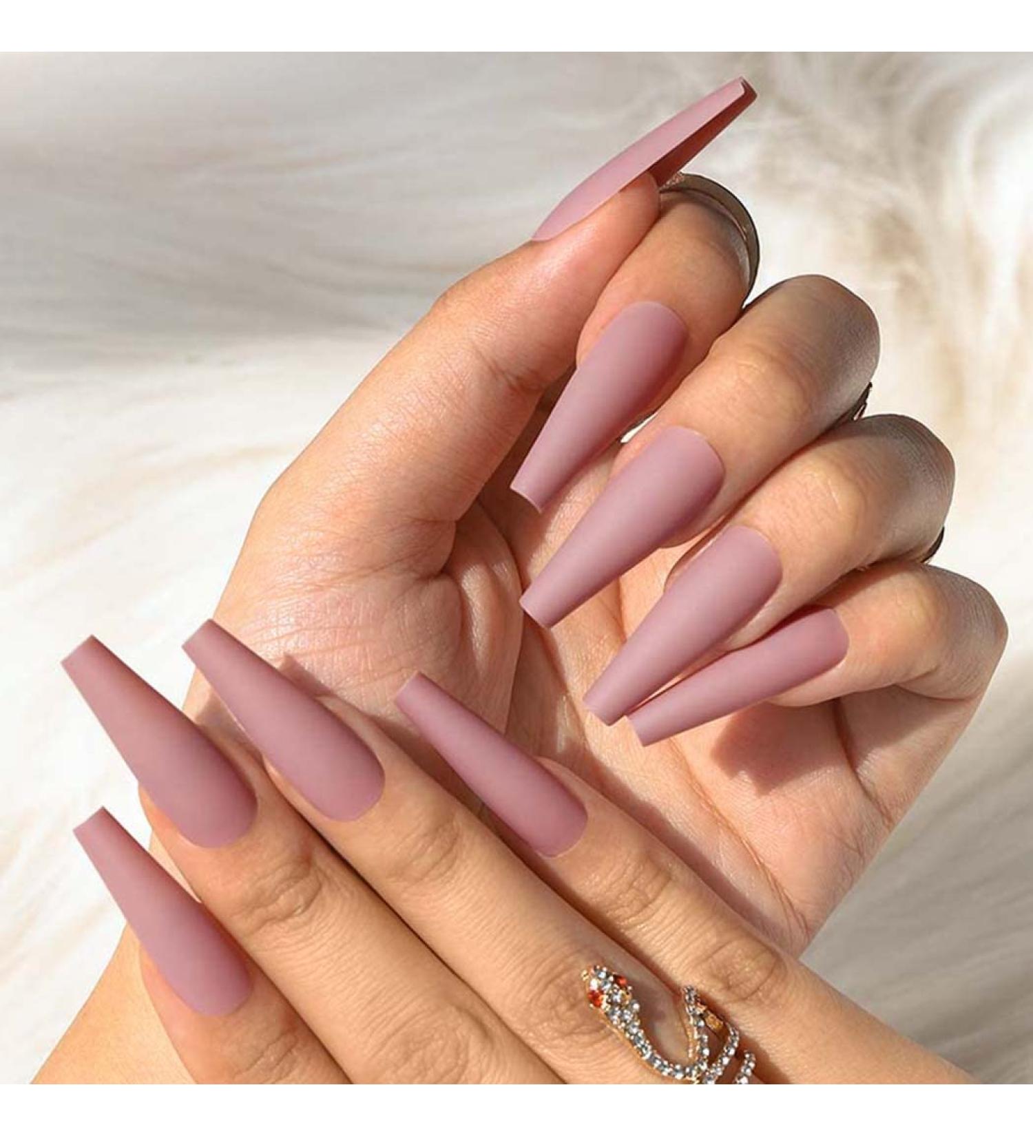 Bohend Long Coffin False Nails - Matte Gradient Ballerina Press On Nails 24 Pcs for Women & Girls - Perfect for Parties & Events - Buy Online on GoSupps.com