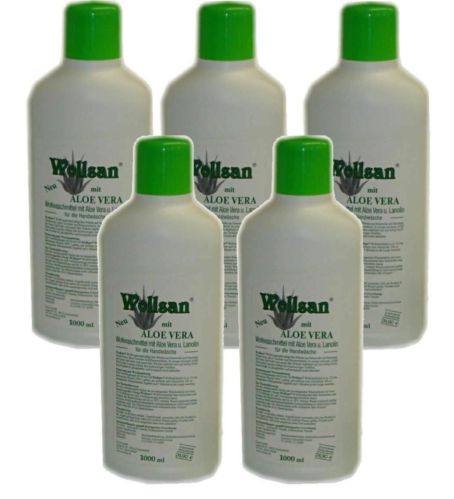 Wollsan wool detergent with aloe vera and lanolin (5 x 1 000ml)