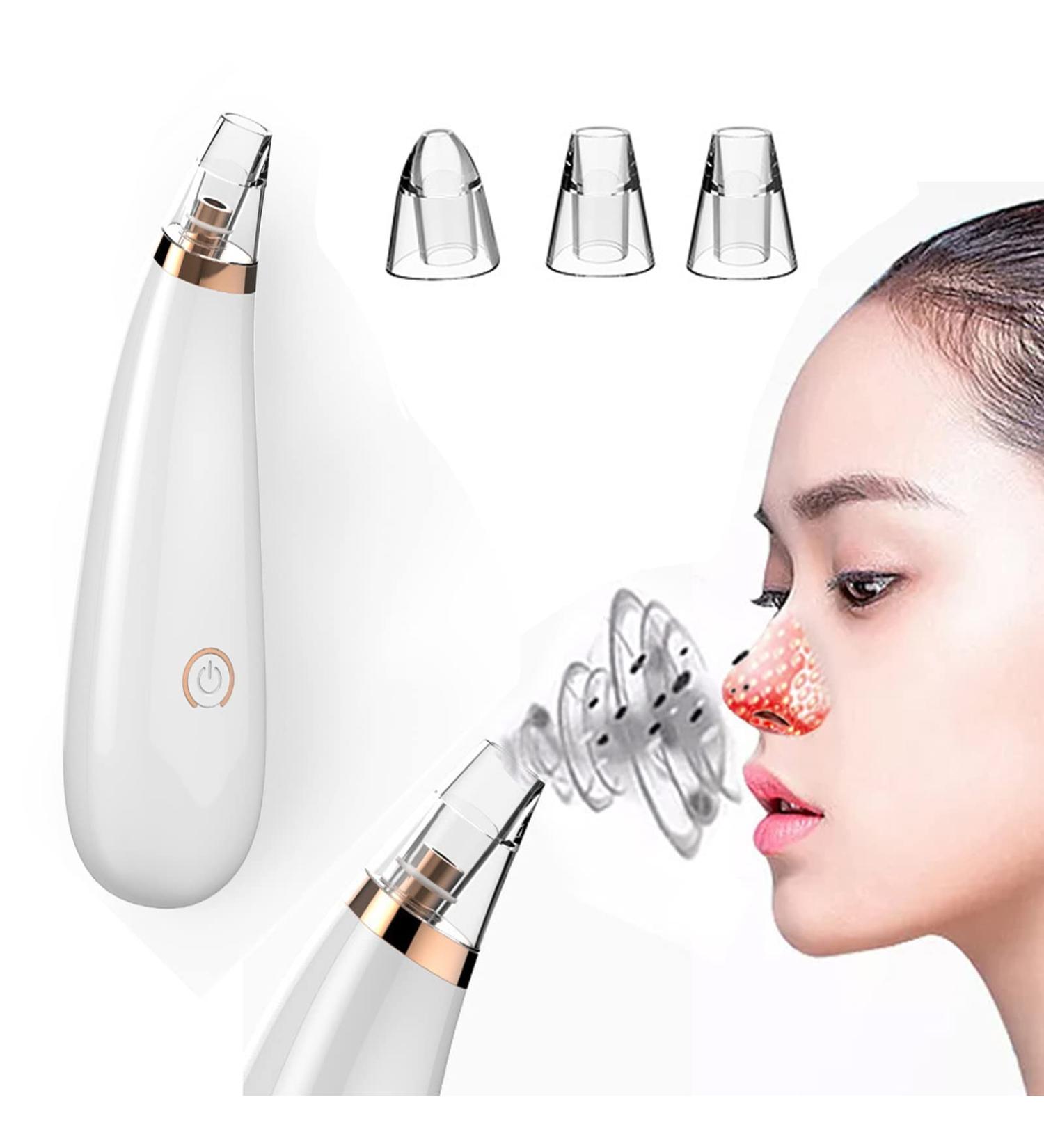 Pore Vacuum Blackhead Remover with 3 Suction Probes & Hairband - Facial Pore Cleaner for Acne, Blackheads & Whiteheads (White) - Buy Online on GoSupps.com