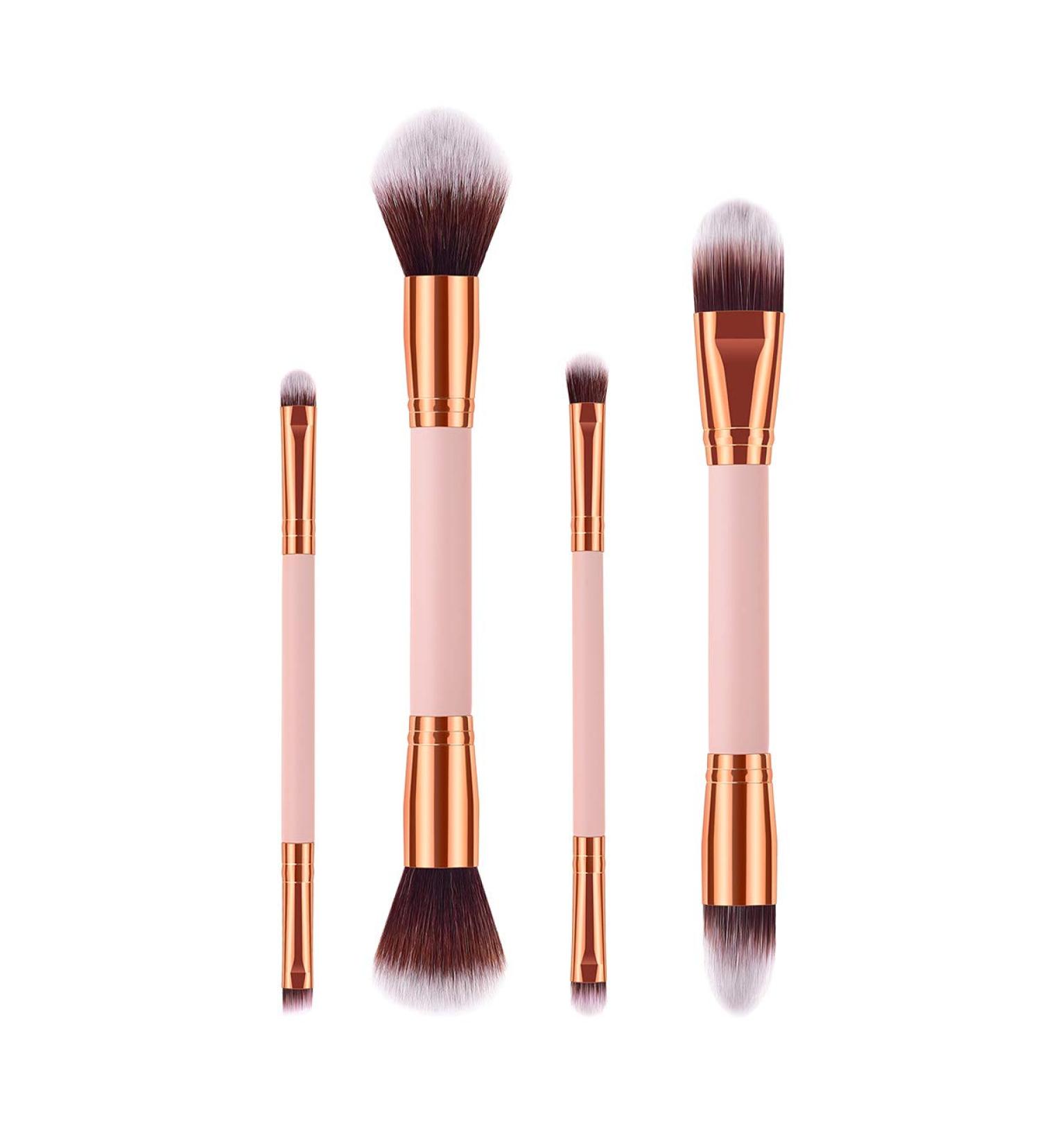 4pcs Portable Dual-ended Makeup Brushes Set | Pro Soft Bristles Cosmetics Powder Blush Kit (T-04-026) - Buy Online on GoSupps.com