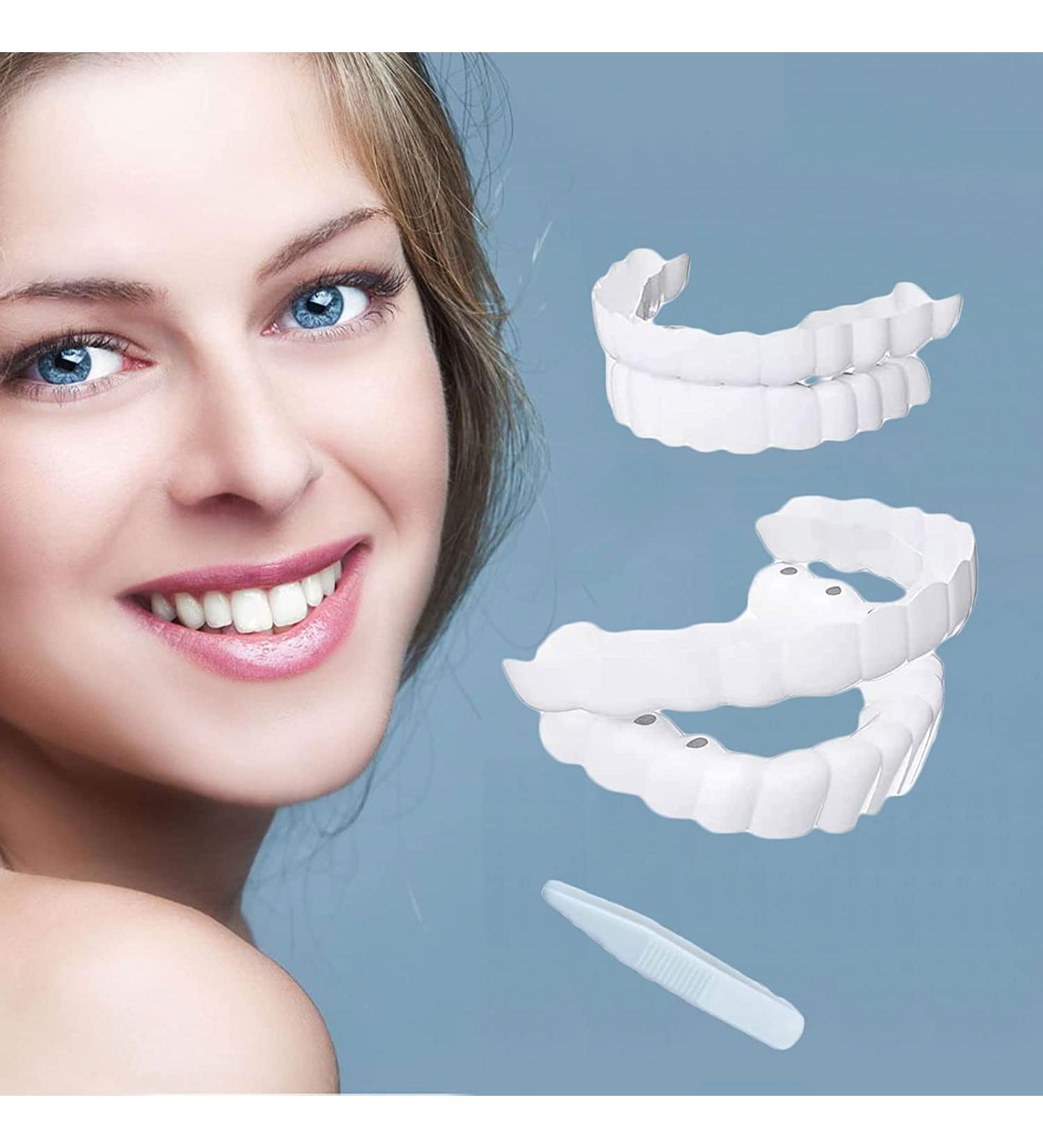 Upper and Lower Veneer Dentures for Women and Men - Natural Shade Fake Teeth - Instantly Fix Your Smile at Home! - Buy Online on GoSupps.com