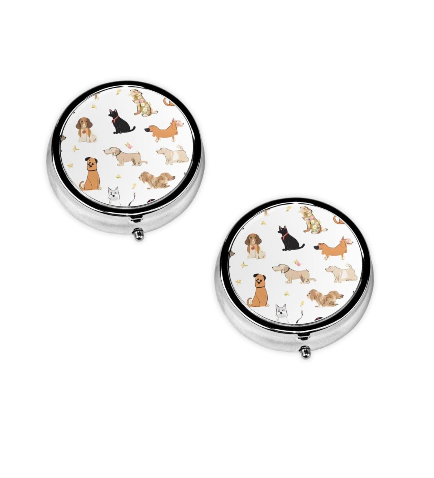 Cute Kitten Butterfly Round Pill Box | 3 Compartment Mini Travel Medicine Organizer | Portable Tablet & Vitamin Holder - Buy Online on GoSupps.com