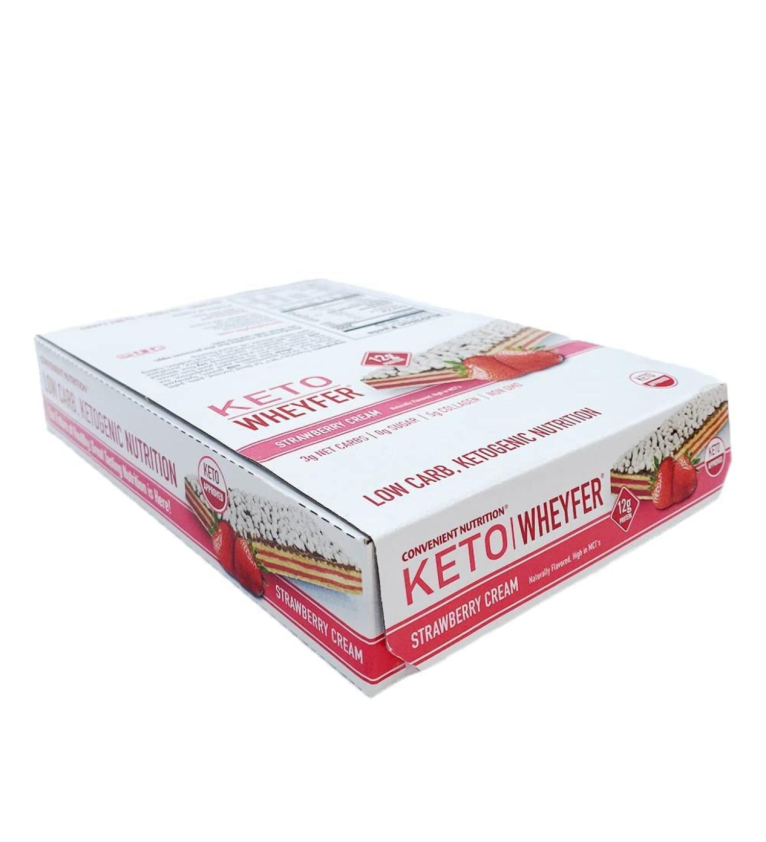 Convenient Nutrition Keto WheyFer Protein Snack Bars - Strawberry Cream 10 Bars | Low Carb, Low Sugar, Ketogenic-Friendly - Buy Online on GoSupps.com