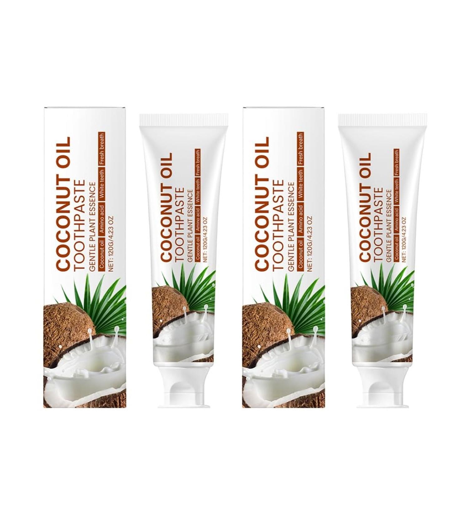 Coconut Oil Shine Toothpaste Fresh Breath & Gum-Enamel Care Stain Reduction Daily Family Oral Hygiene Product(2PCS) - Buy Online on GoSupps.com