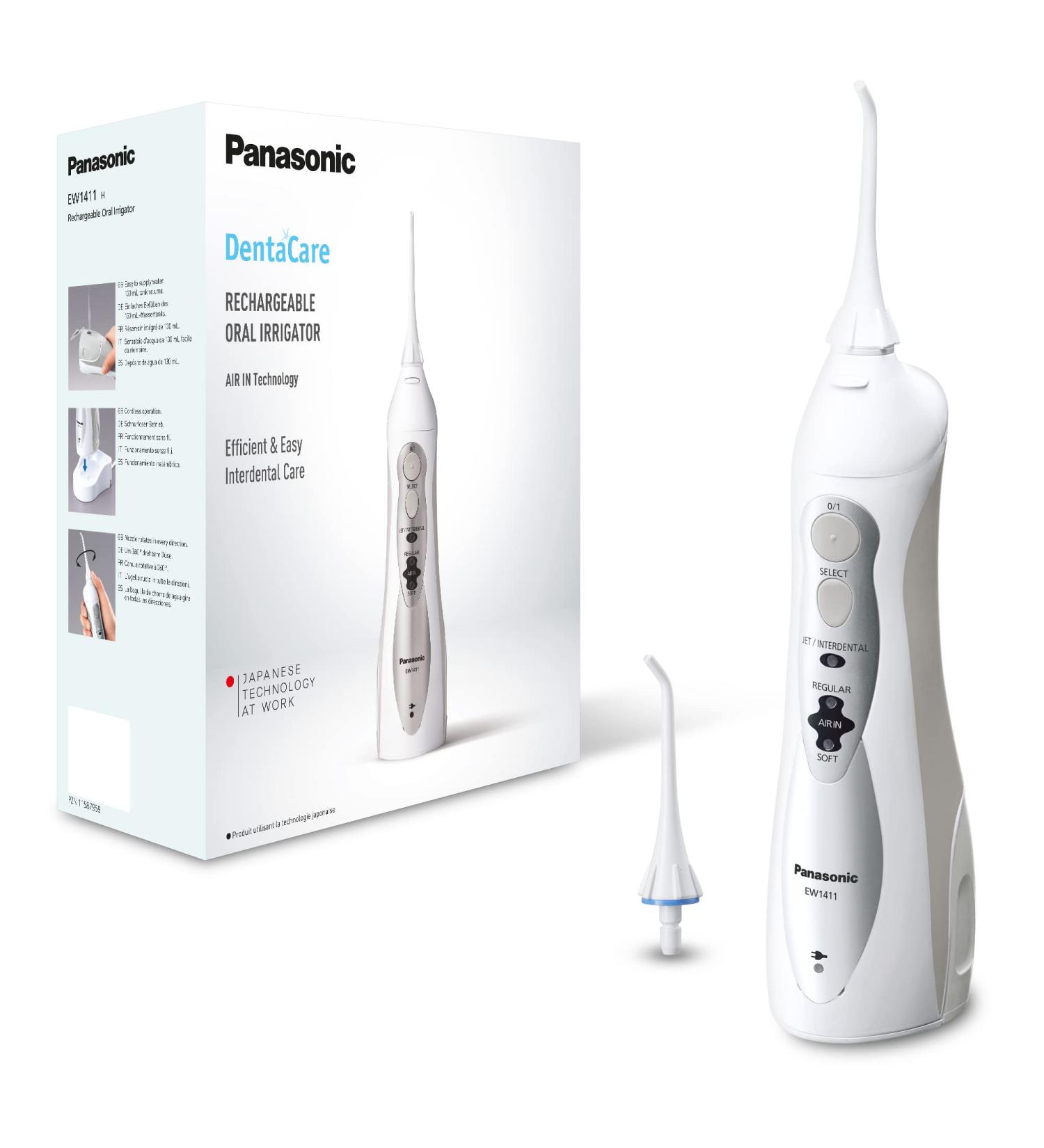 Panasonic EW1411 Rechargeable Oral Irrigator Water Flosser | 4 Jet Modes, Cordless & UK 2 Pin Plug - Buy Online on GoSupps.com