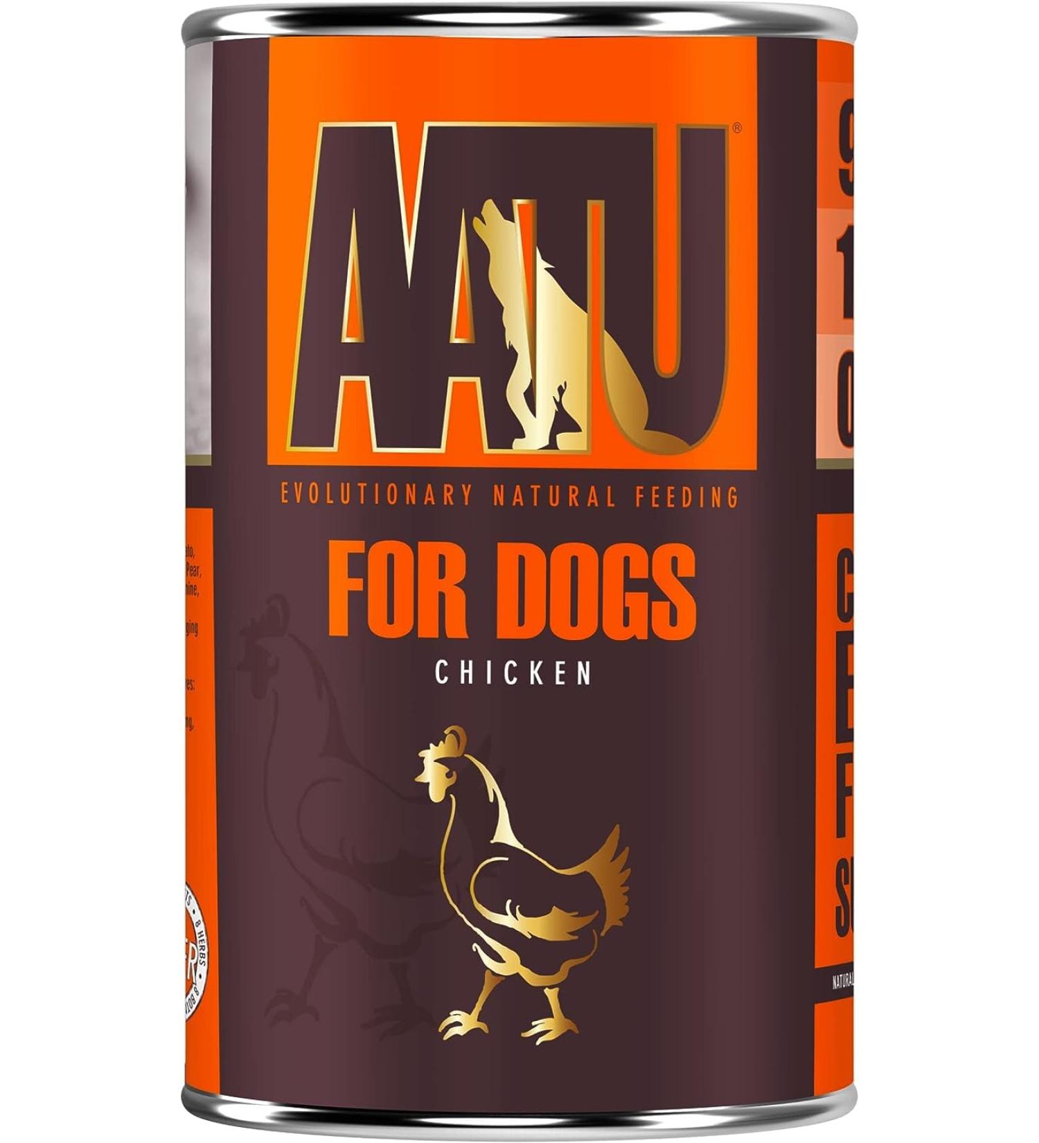 AATU 90/10 Wet Dog Food in a Tin - Chicken (6x400g) - Grain Free Recipe - No Artificial Ingredients - Good for Low Maintenance Feeding