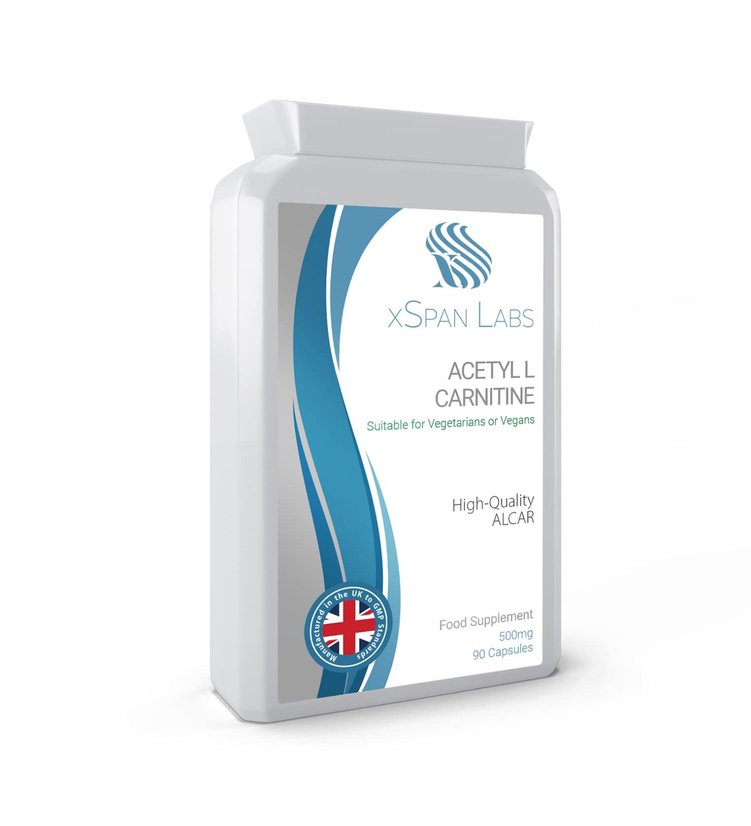 High-Strength Acetyl-L-Carnitine 500mg Capsules - Vegan-Friendly ALCAR Supplement - Made in UK - Buy Online on GoSupps.com