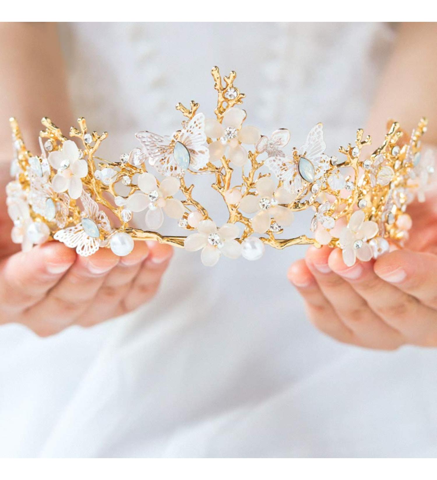 Bridal Wedding Queen Crown - Jakawin Flower Baroque Tiara for Women & Girls | C007 - Buy Online on GoSupps.com