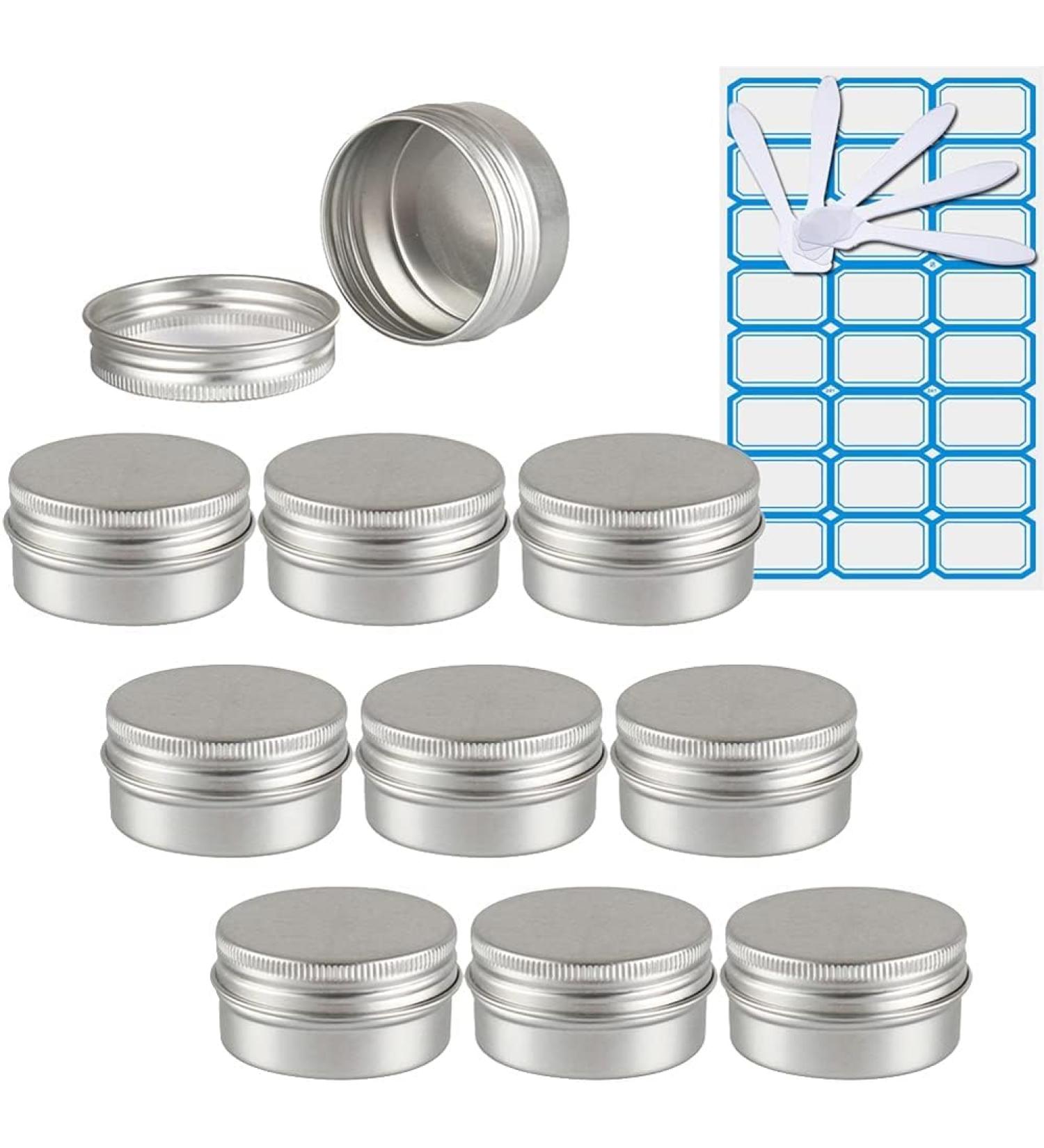 empty jars with lids cosmetic jar B0CKBSQRLW10 PC 30ml Empty Pink Round Aluminum Tin Jars with Screw Lids Cosmetics Lip Balm Containers Pots with 5X Spoon 1x Labels (Color : Roze Size : 30ml) (Colo - Buy Online on GoSupps.com