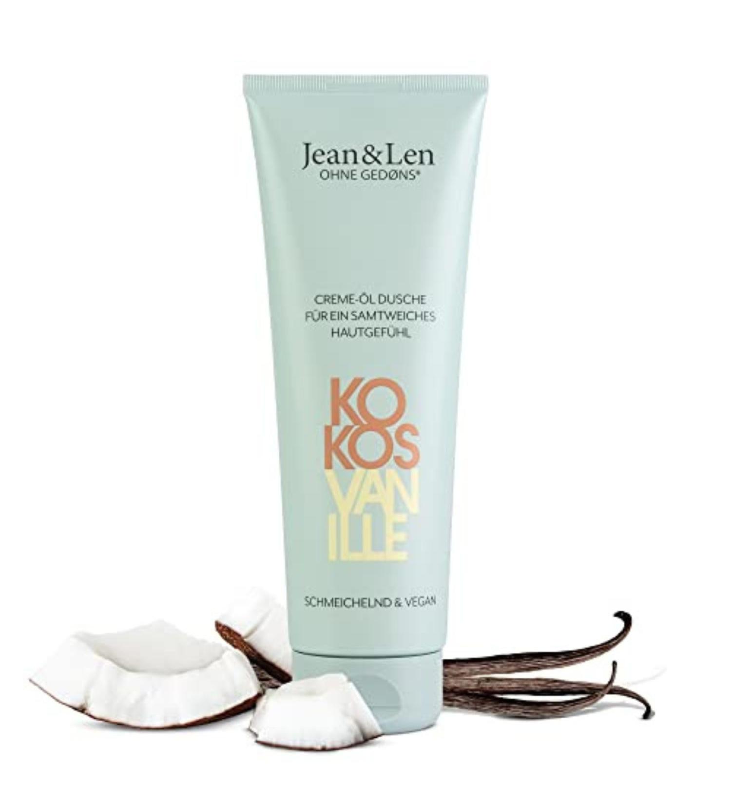 Jean & Len Coconut & Vanilla Cream-Oil Shower Gel - Vegan Hydrating for Dry Skin | 250ml pH Ideal for Gently Cleaned & Smooth Skin - Buy Online on GoSupps.com