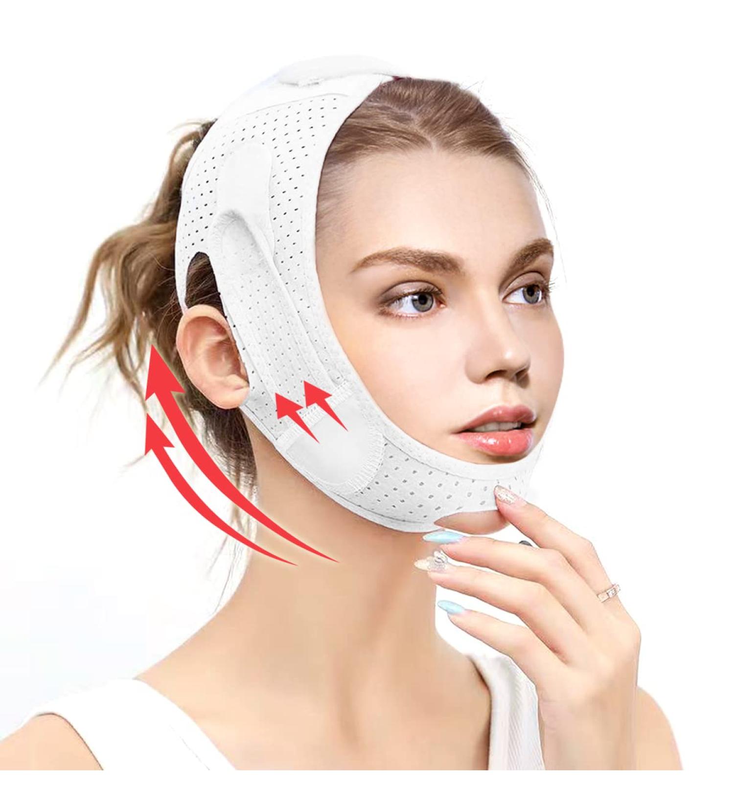 V Line Shaping Face Mask - Reusable Slimming Strap for Double Chin & Saggy Skin (White) - Buy Online on GoSupps.com