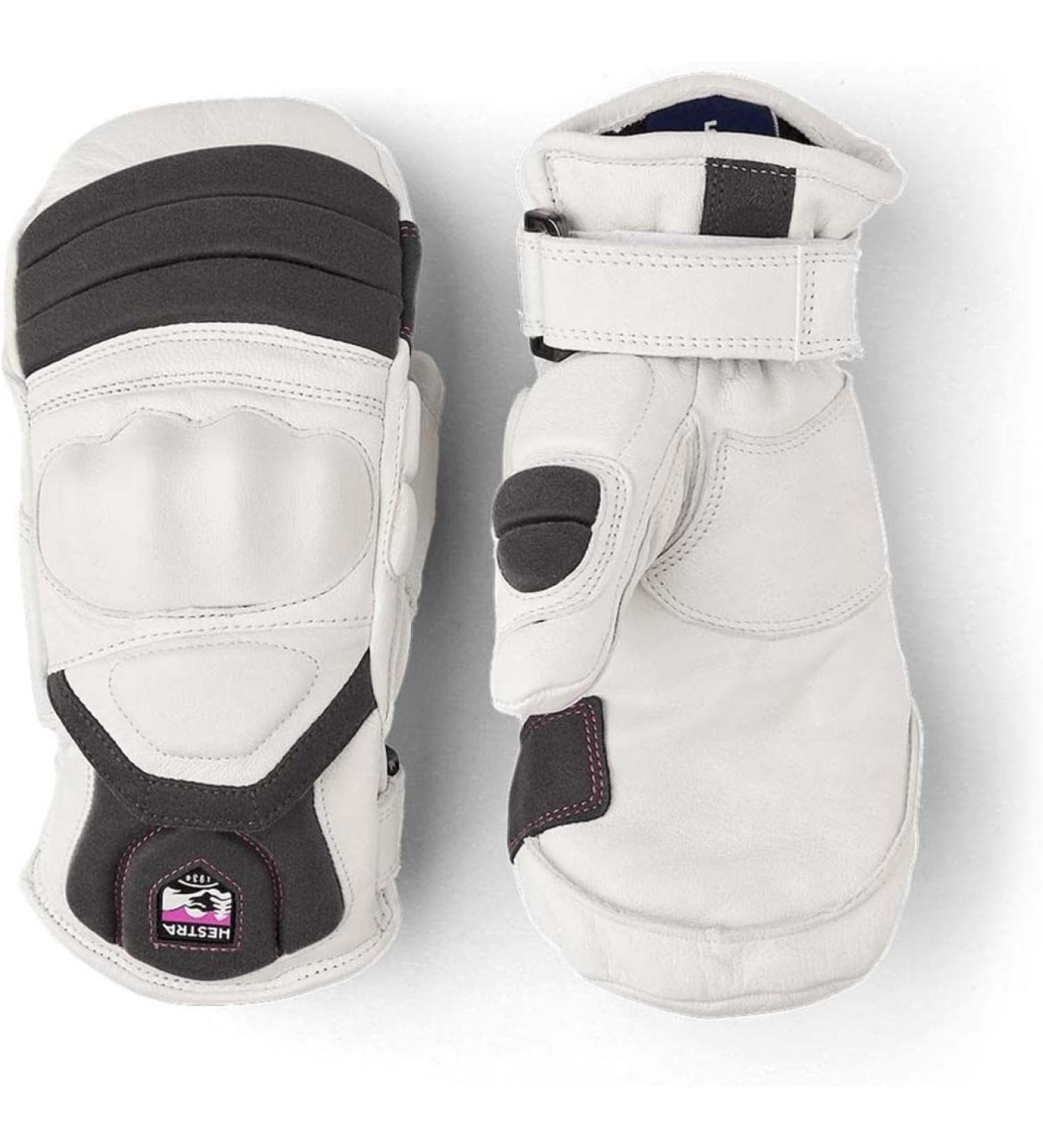 Hestra Impact Racing Junior Leather Mitt - White/Cerise - Size 7 | Youth 4-13 yrs - Buy Online on GoSupps.com
