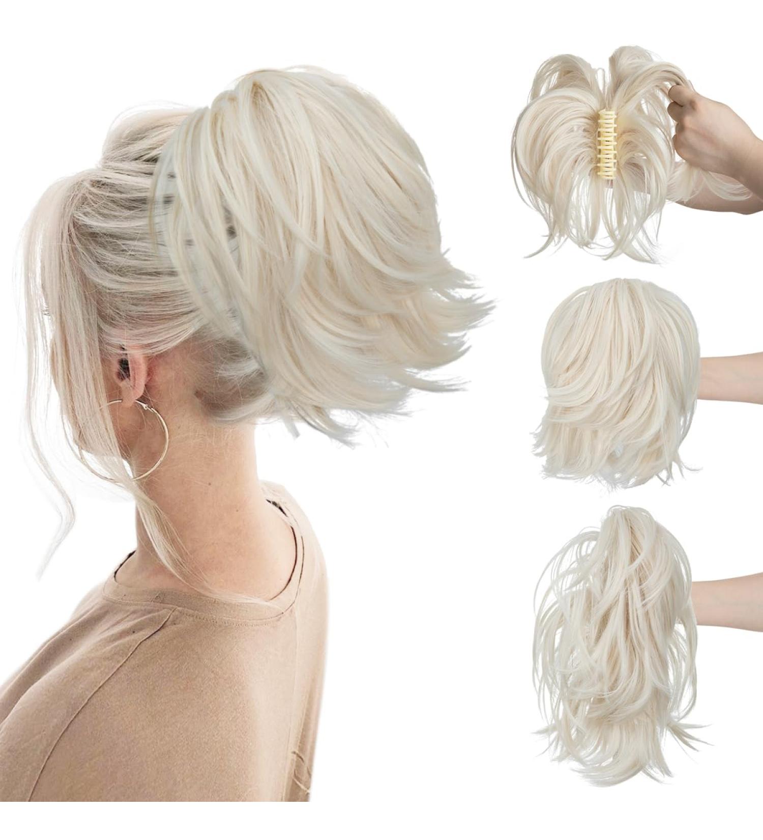 CJL Hair Claw Clip Short Ponytail Extension - White Blonde 8 inch - Buy Online on GoSupps.com