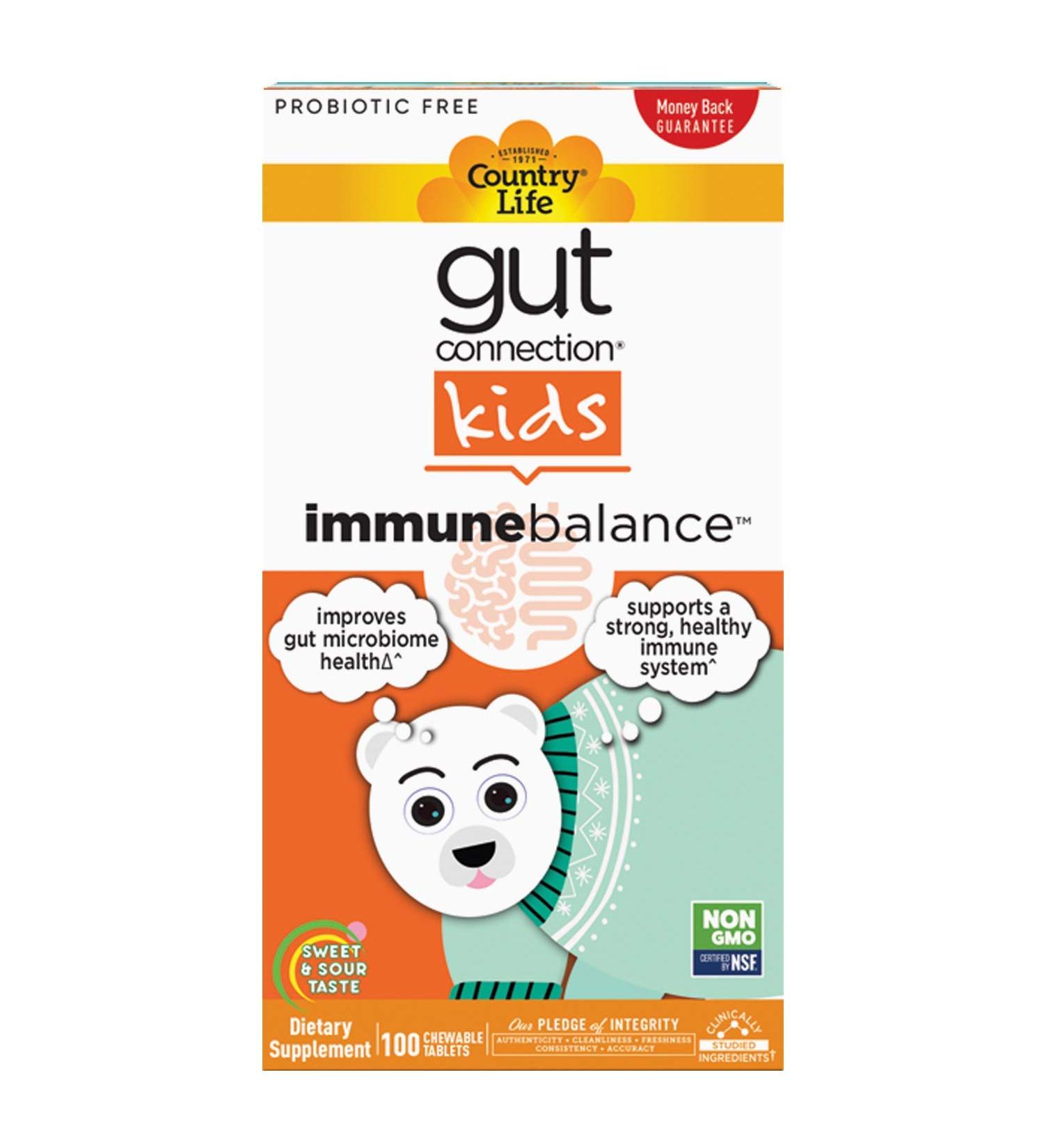 Country Life Gut Connection Kids | Immune Balance Chewable Tablets - 100 Sweet & Sour - Buy Online on GoSupps.com