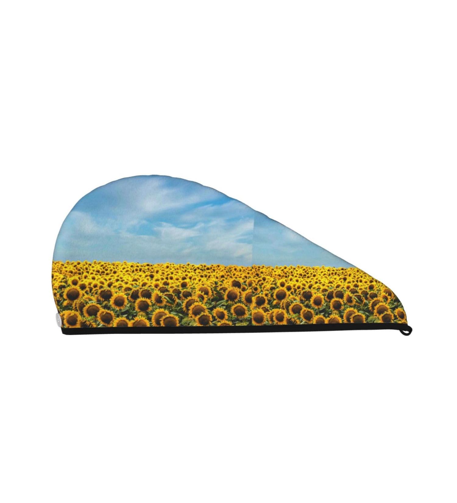 Blooming Sunflower Microfiber Hair Towel for Women - Soft Super Absorbent Coral Velvet Quick Dry Wrap for Long Curly & Thick Hair - Buy Online on GoSupps.com