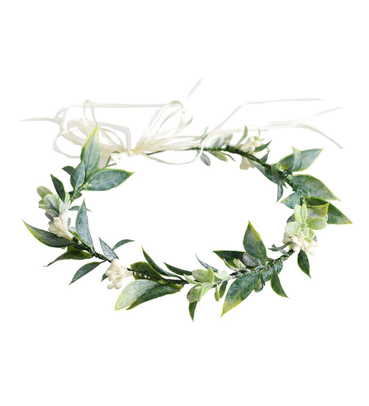 Green Leaf Floral Crown Eucalyptus Flower Headband for Women and Girls - Buy Online on GoSupps.com