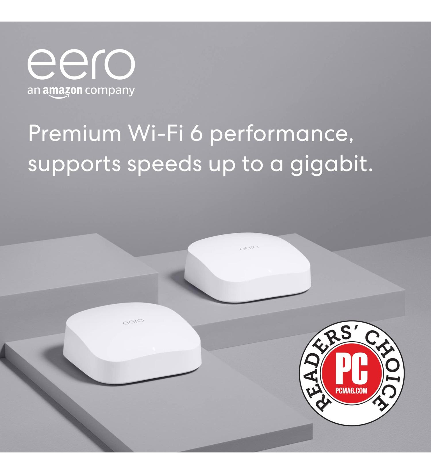 Amazon eero Pro 6 Mesh Wi-Fi 6 System 2-Pack | Fast Gigabit Speeds | Connect 75+ Devices | 3,500 sq. ft. Coverage | Reliable Performance | 2020 Release - Buy Online on GoSupps.com