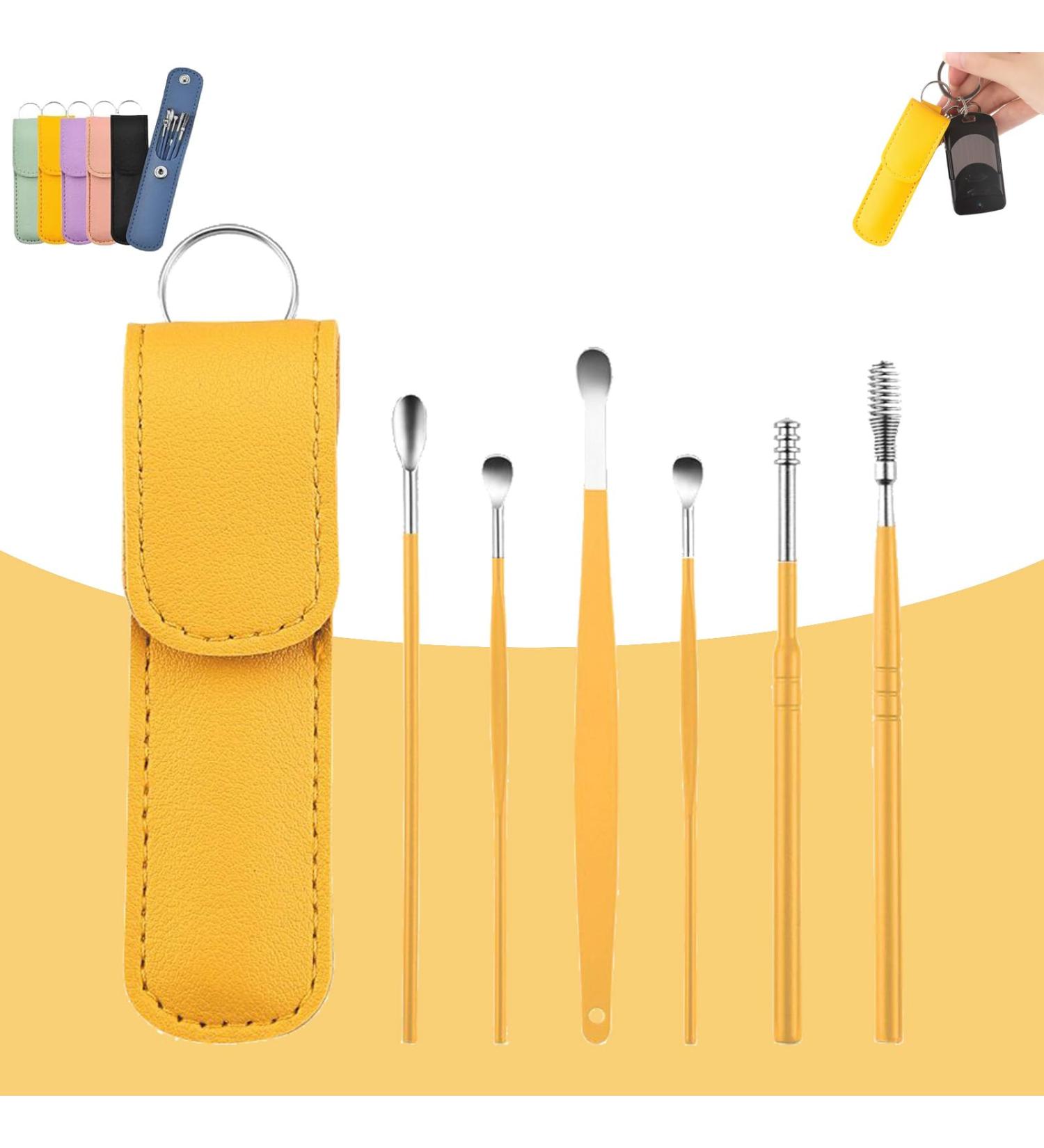 Pleteffect Ear Cleaner Earwax Cleaner Tool Set The Most Professional Ear Cleaning Master Portable Ear Cleaning Kit 6PCS Innovative Spring Earwax Tool Set (Yellow) - Buy Online on GoSupps.com