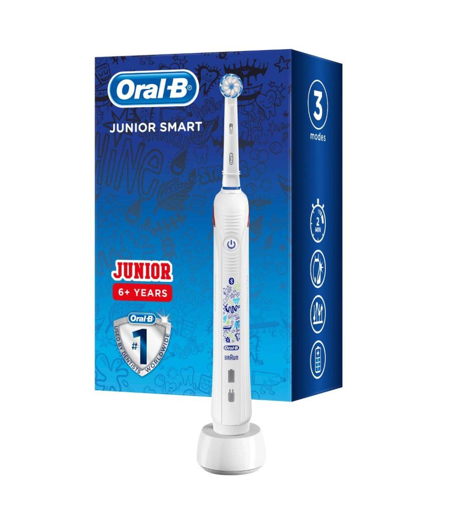 Oral-B Junior Smart Electric Toothbrush for Kids 6+ | 3 Cleaning Modes & Bluetooth App | Designed by Braun - Buy Online on GoSupps.com