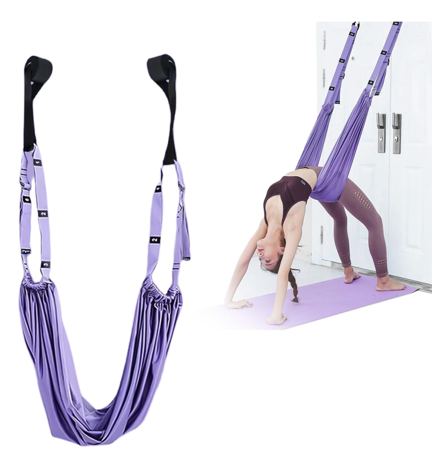 Wiyety Yoga Hammock - Aerial Yoga Kit Leg Stretcher Elastic Resistance Bands for Ballet Pilates and Gymnastics (Purple) - Shop Internationally - Buy Online on GoSupps.com