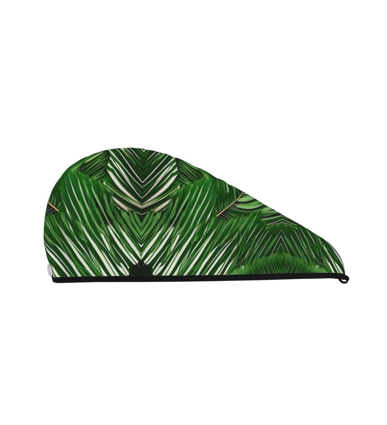 Buy Lush Green Palm Leaves Coral Velvet Dry Hair Cap Anti-Frizz Perfect for Curly & Thick Hair | International Shipping Available - Buy Online on GoSupps.com
