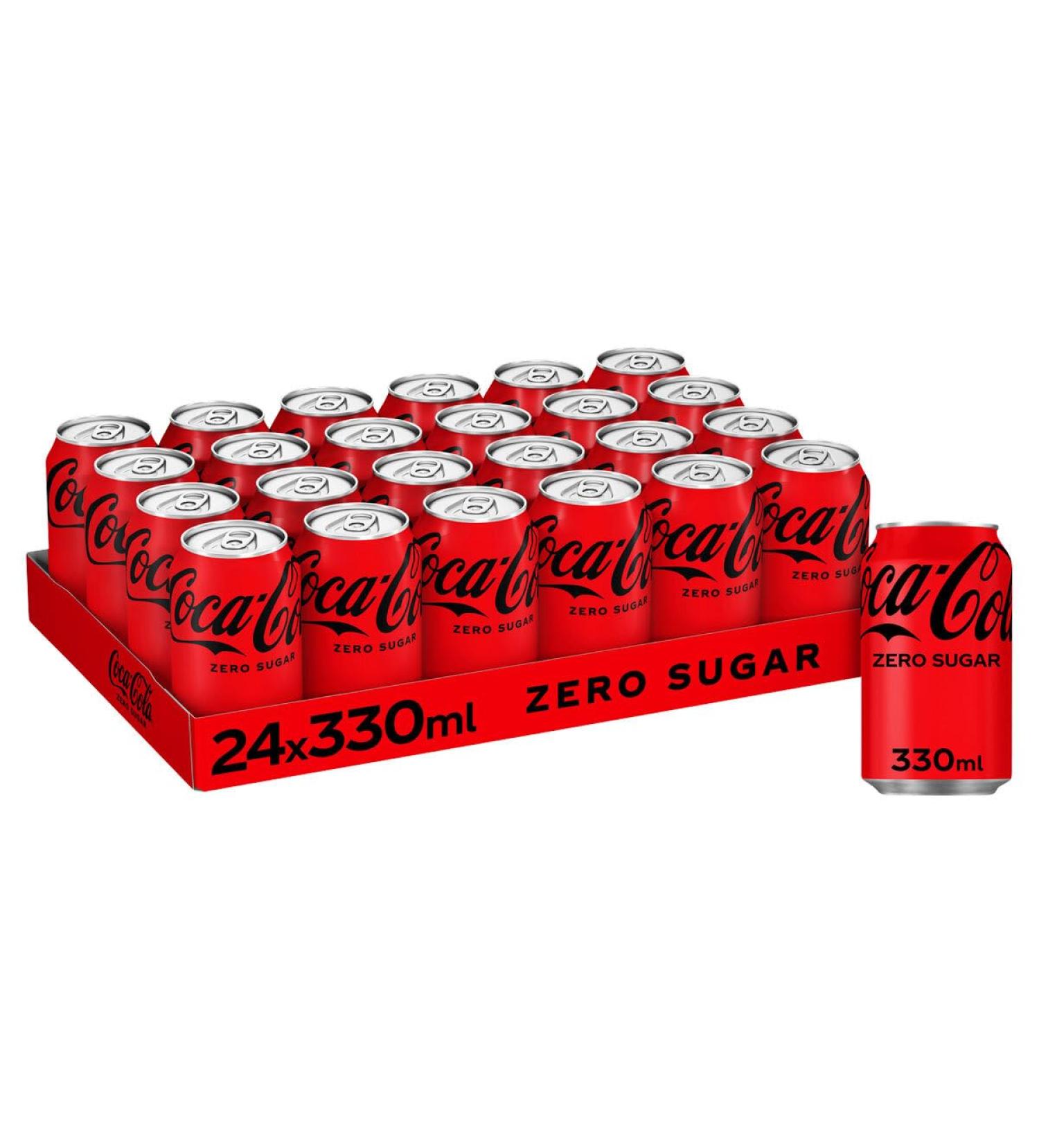 Coke Zero No Sugar Cola Cans 330ml Choose 24 48 or 72 Cans (24)