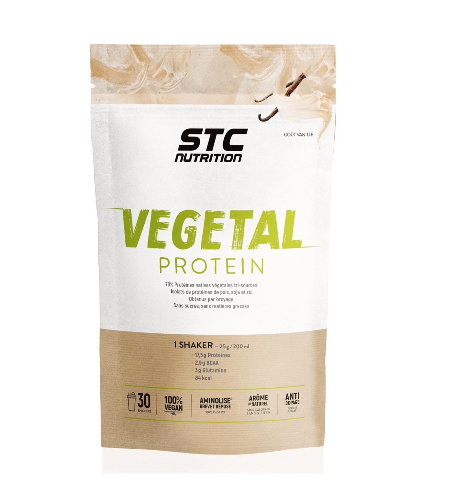 STC NUTRITION - Vegetal Protein - 100% Vegetable Alternative - Peas + Soy + Rice - Sugar Free Fat Free - Coloring Gluten Free - 100% Vegan - Vanilla Flavor - 750g - Buy Online on GoSupps.com