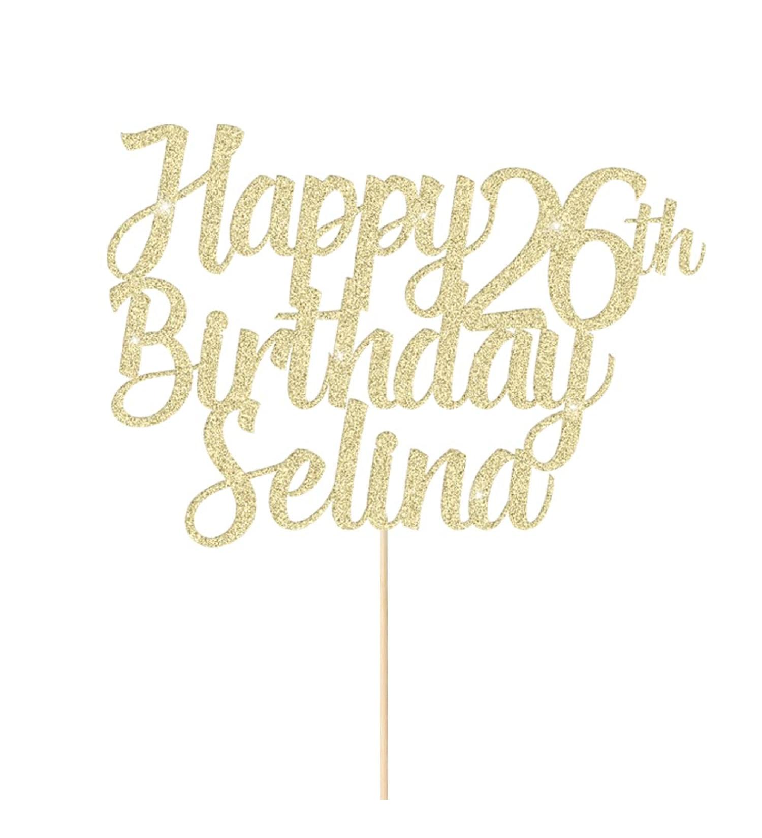 Personalised Cake Topper Happy Birthday Cake Topper Customised Cake Toppers Cake Decorations with Any Name Age for 1st 10th 16th 18th 20th 21st 30th 40th 50th 60th 70th 80th (Champagne Gold) - Buy Online on GoSupps.com