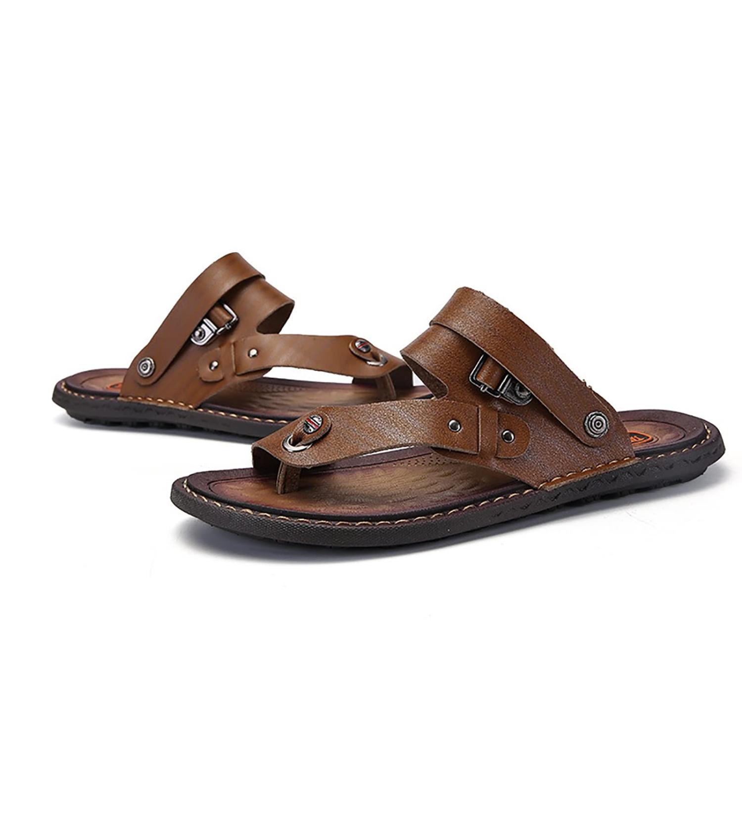 Men's Dual-Use Toe Flat Slippers for Bunion Splints & Plantar Fasciitis - Brown, 26cm - Buy Online on GoSupps.com