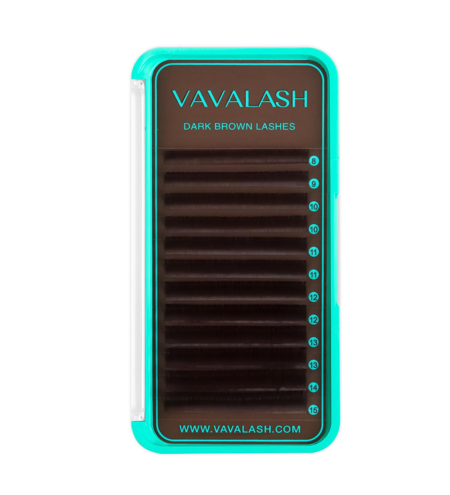 VAVALASH Dark Brown Eyelash Extensions | 0.03mm to 0.07mm Volume Lashes | C D Curl Mixed Lengths 8-15mm | Premium Colored Lash Extensions - Buy Online on GoSupps.com
