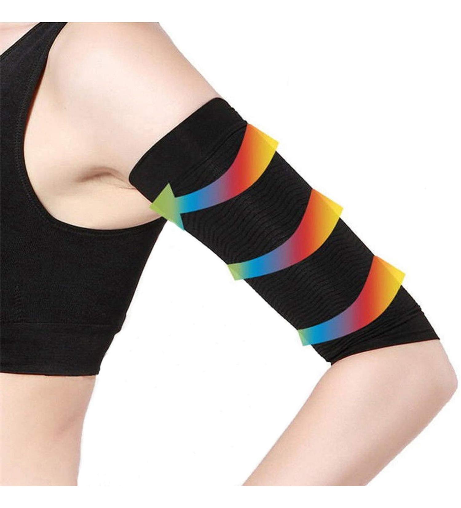 2 Pair Women's Arm Shaper Compression Sleeves for Weight Loss and Toning - Black - Buy Online on GoSupps.com