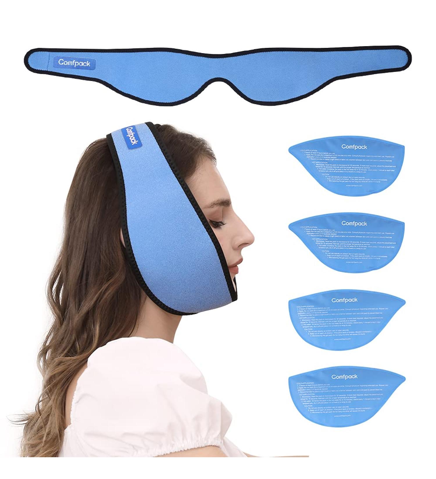 Comfpack Wisdom Teeth Ice Pack Head Wrap - Hot & Cold Therapy for Wisdom Teeth Surgery, TMJ, Oral Pain - Reusable Facial Ice Pack - Buy Online on GoSupps.com