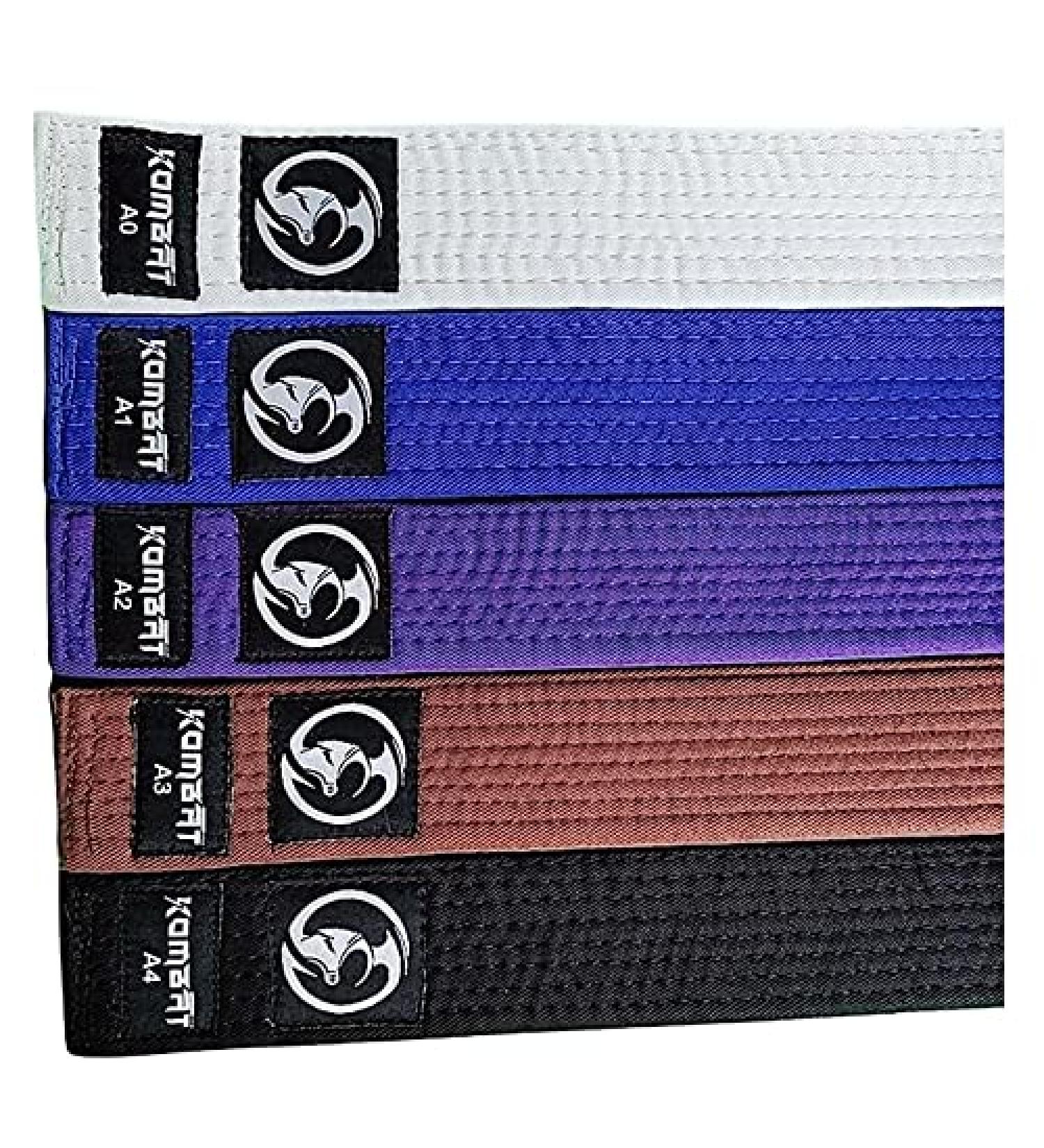 KOMBAT Jiu Jitsu BJJ Premium Purple Belt with Sleeve Bar | Durable & IBJJF Approved for Ranking Stripes - Buy Online on GoSupps.com