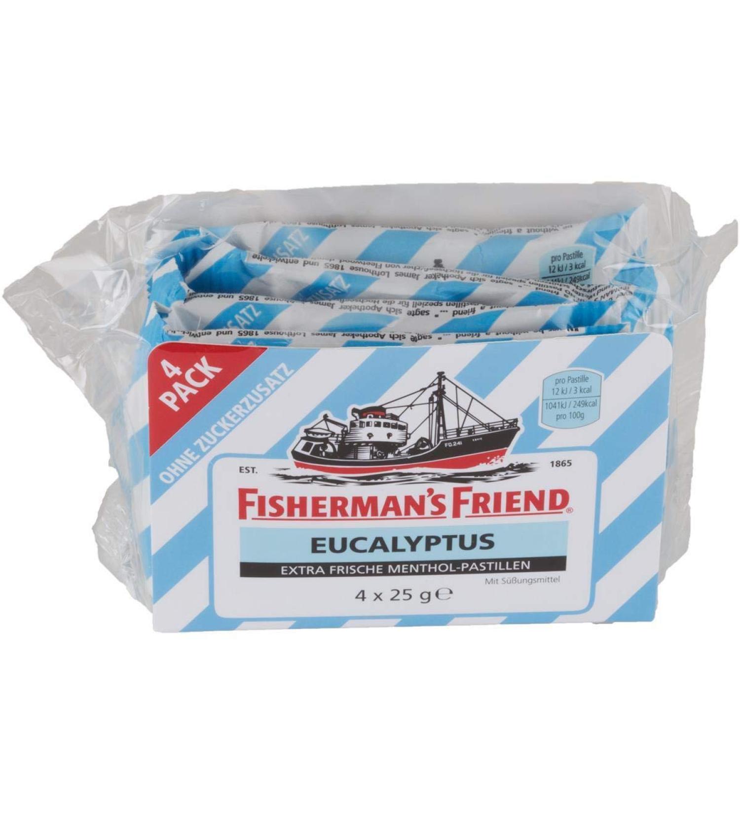 Fisherman's Friend Eucalyptus without sugar pack of 4 (4 x 25 g)