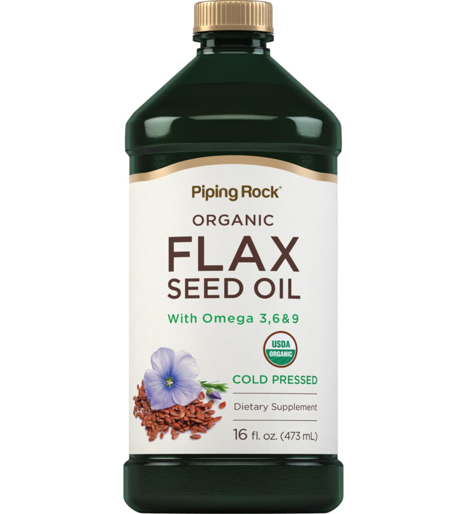 Piping Rock Flaxseed Oil Liquid | 16 Fl Oz | with Omega 3 6 9 | Organic Cold Pressed Supplement | Vegetarian Non-GMO Gluten Free Formula - Buy Online on GoSupps.com