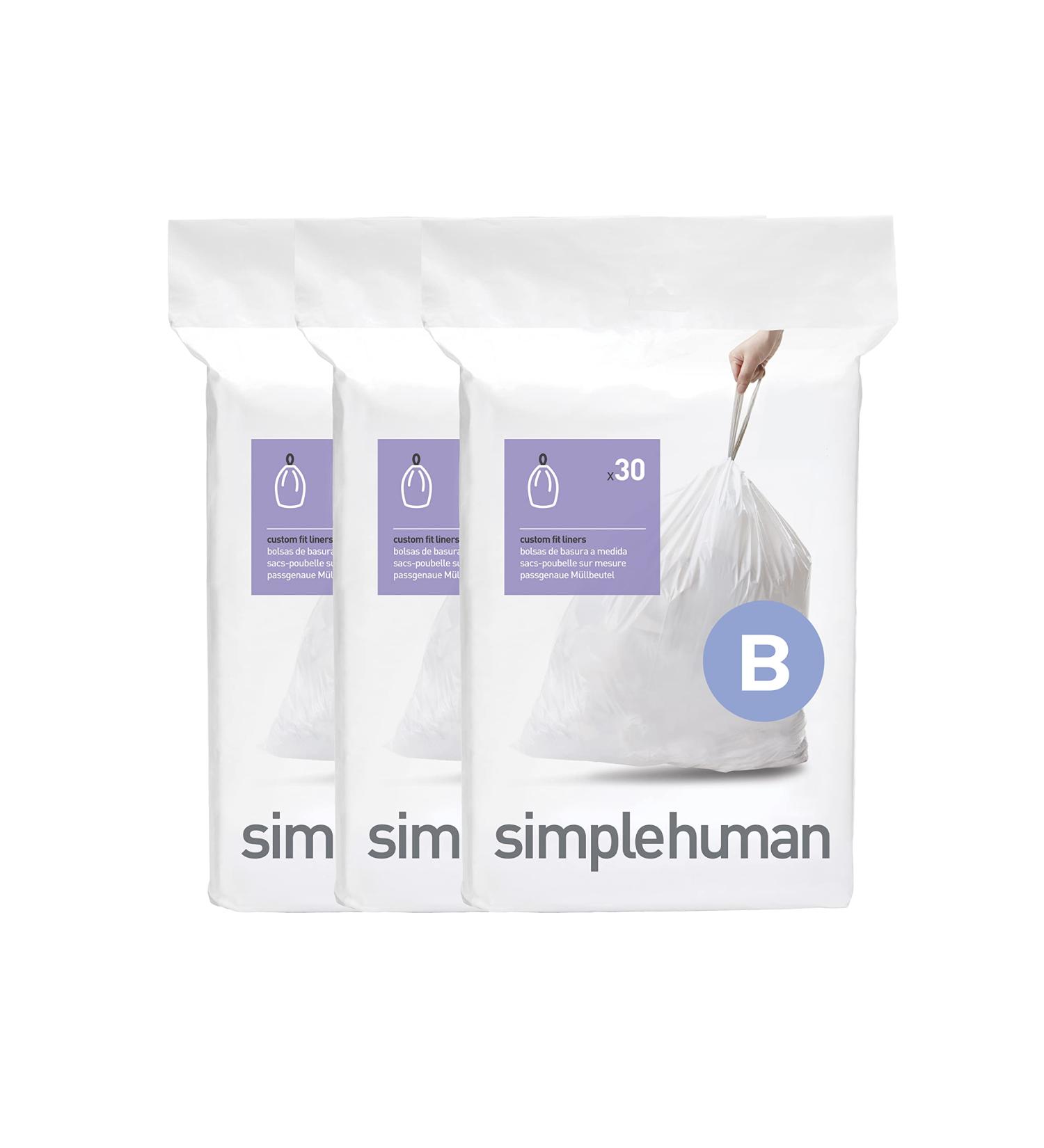 simplehuman Code B 6L/1.6 Gallon Custom Fit Trash Bags - 90 Count - White Liners - Buy Online on GoSupps.com