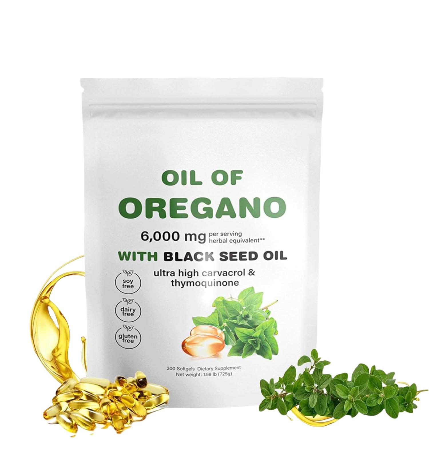 Oregano Oil Capsules 300 Oil Of Oregano Softgels 2 In 1 6000mg Oil Of Oregano With Black Seed Oil 200mg Oregano Oil Capsules Organic Non-Gmo Gluten Free (1) - Buy Online on GoSupps.com