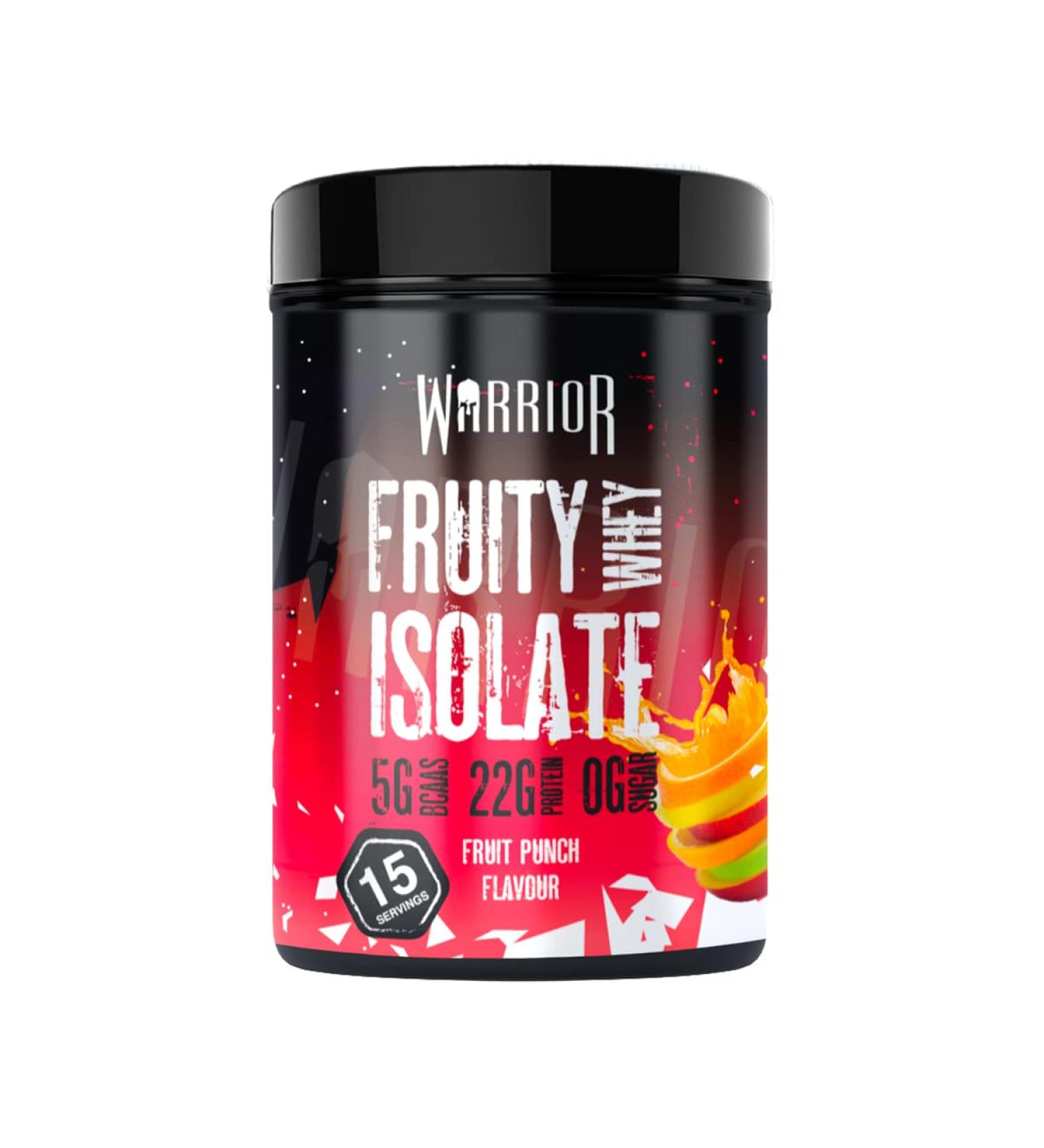 Warrior Fruity Clear Whey Isolate Protein Powder - Fruit Punch Flavor, Rapid Digesting Post Workout Shake, Low Sugar - 15 Servings (375g) - Buy Online on GoSupps.com