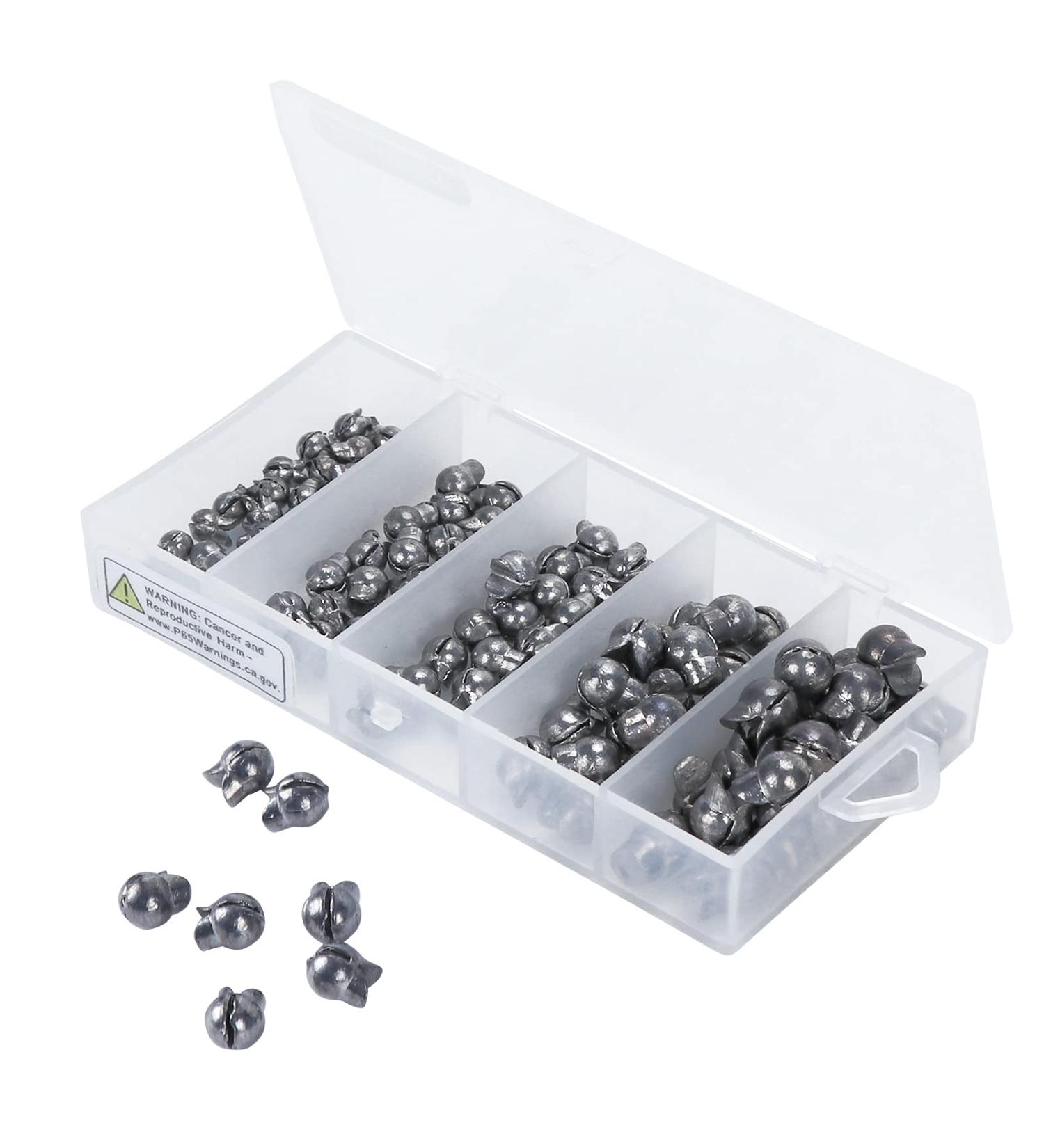 Qunweidi 100Pcs Fishing Weights Sinkers Kit - Round Split Shot Sinker & Egg Sinkers Combo - 5 Sizes - 0.007oz to 0.07oz - Silver - Buy Online on GoSupps.com