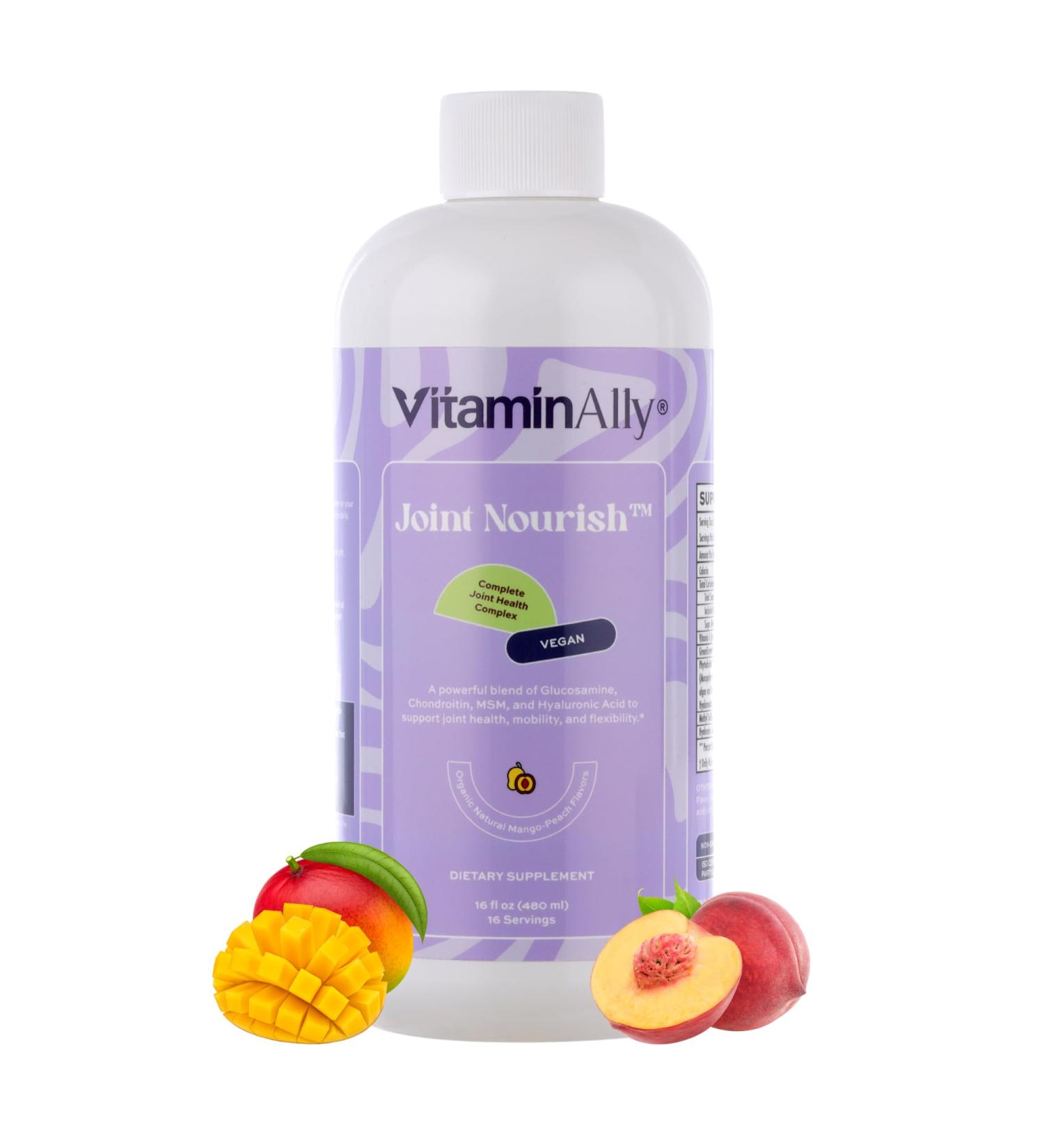 Joint Nourish 100% Vegan Liquid Joint Supplement | Vegan Glucosamine, Chondroitin, MSM, Hyaluronic Acid & Vitamin C | Mango-Peach | Supports Joint Mobility, Cartilage & Skin | Sugar-Free,16 Servings - Buy Online on GoSupps.com