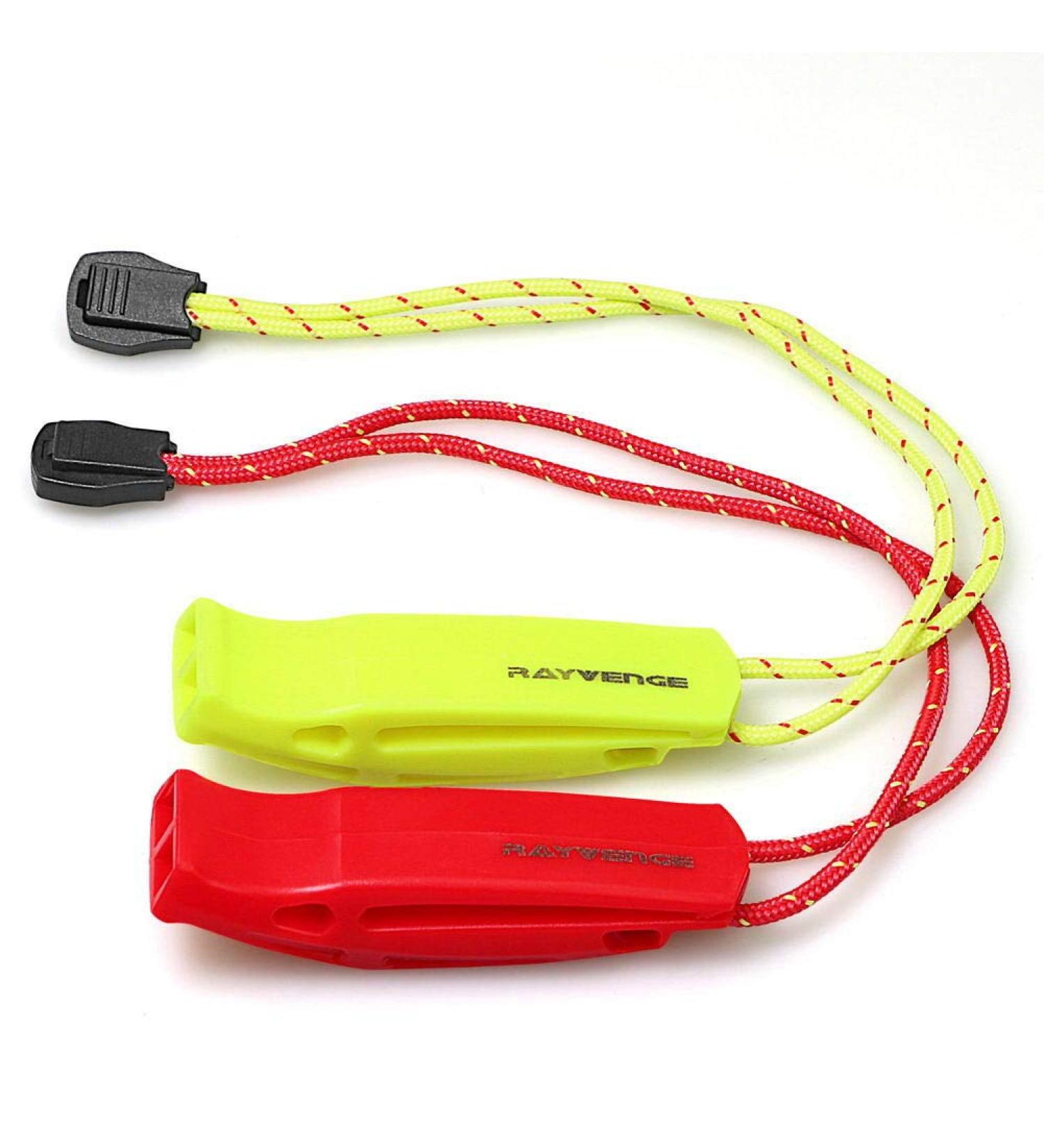 RAYVENGE Safety Whistle with Lanyard for Boating, Hiking, Kayak - Emergency Survival Signal, Red & Yellow - Buy Online on GoSupps.com