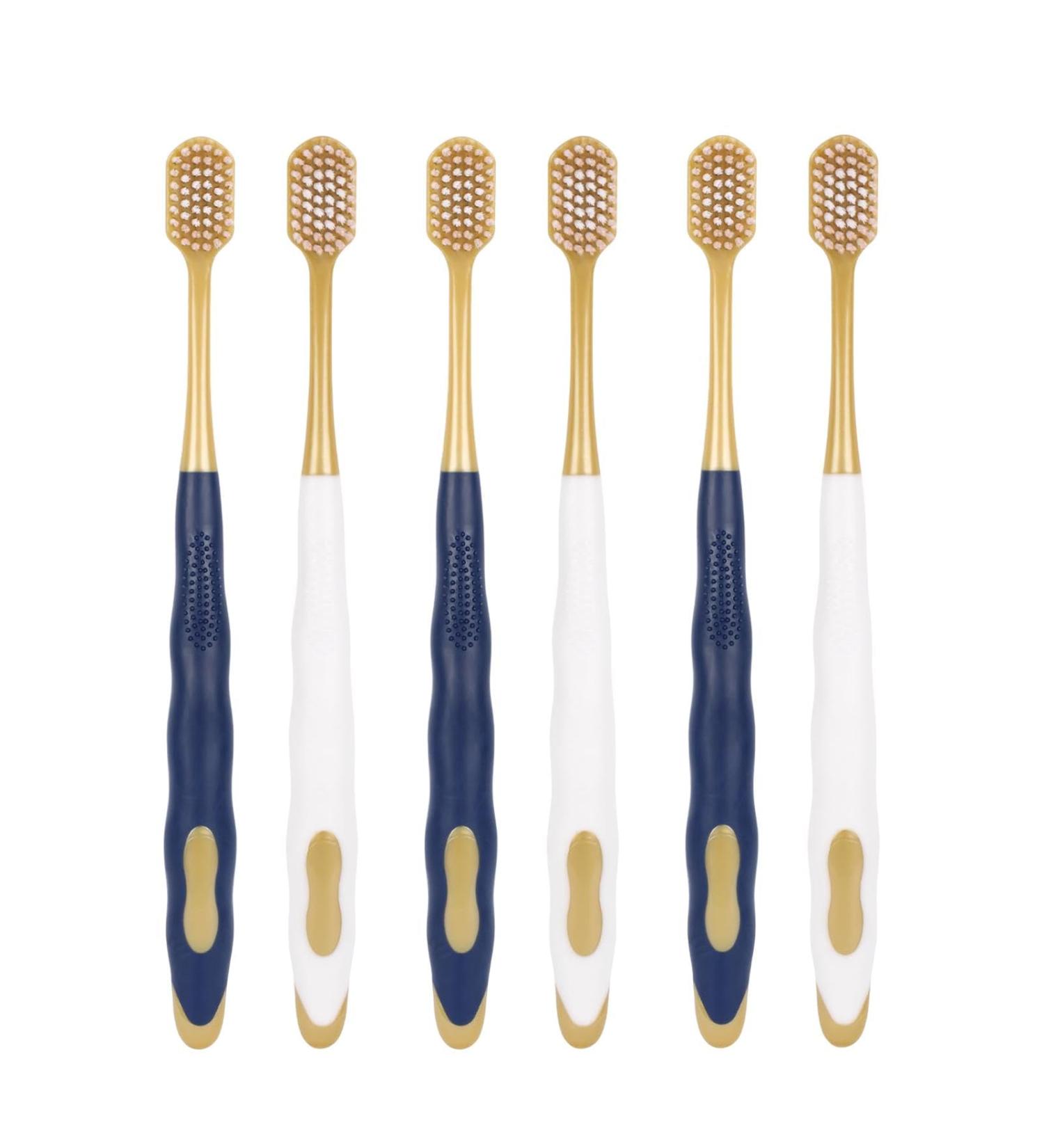 Soft Bristle Toothbrush for Adults - Ultra-Hooded Wide Head - Six-Pack for Gentle Gum Care - Buy Online on GoSupps.com
