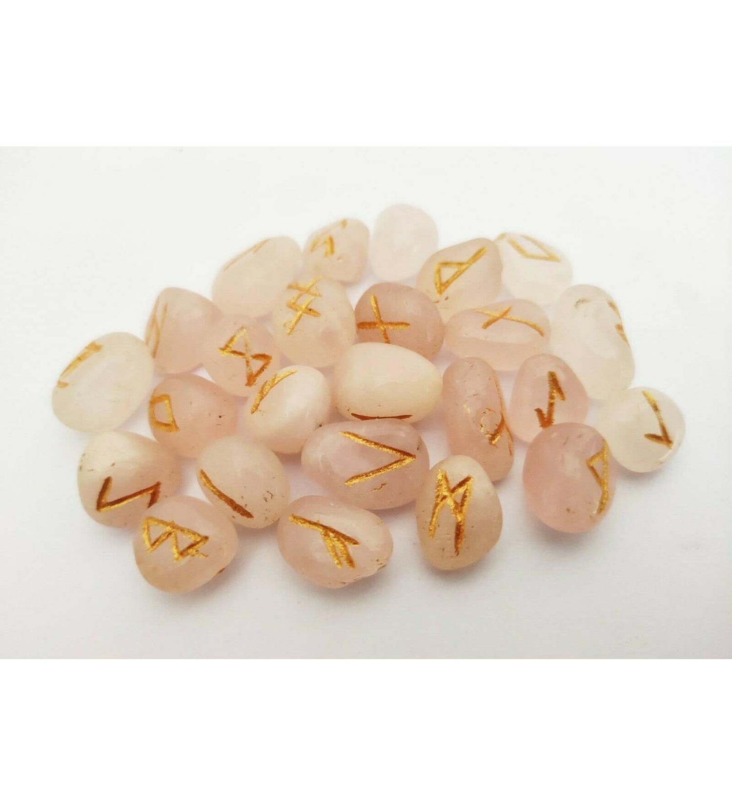 Sharvgun Ensemble de 25 pierres runiques quartz rose avec tableau en bois MDF runique grav lettrage symbolique pa en velours noir/rouge pochette incluse bo te-cadeau - Buy Online on GoSupps.com